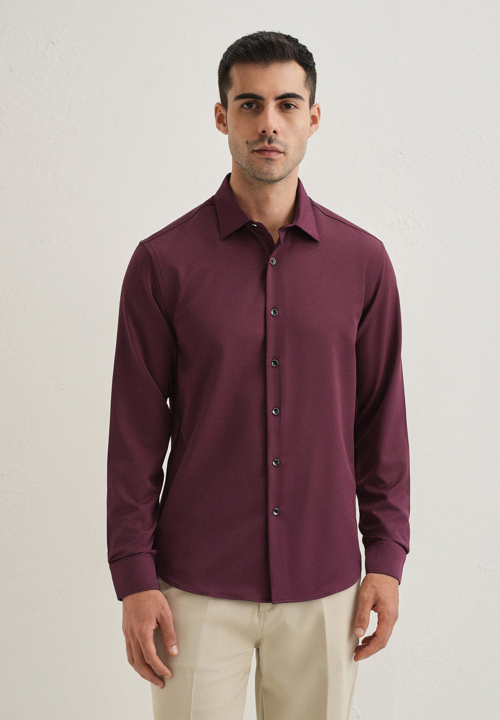 Burgundy Wrinkle Free Stitchless Placket Shirt