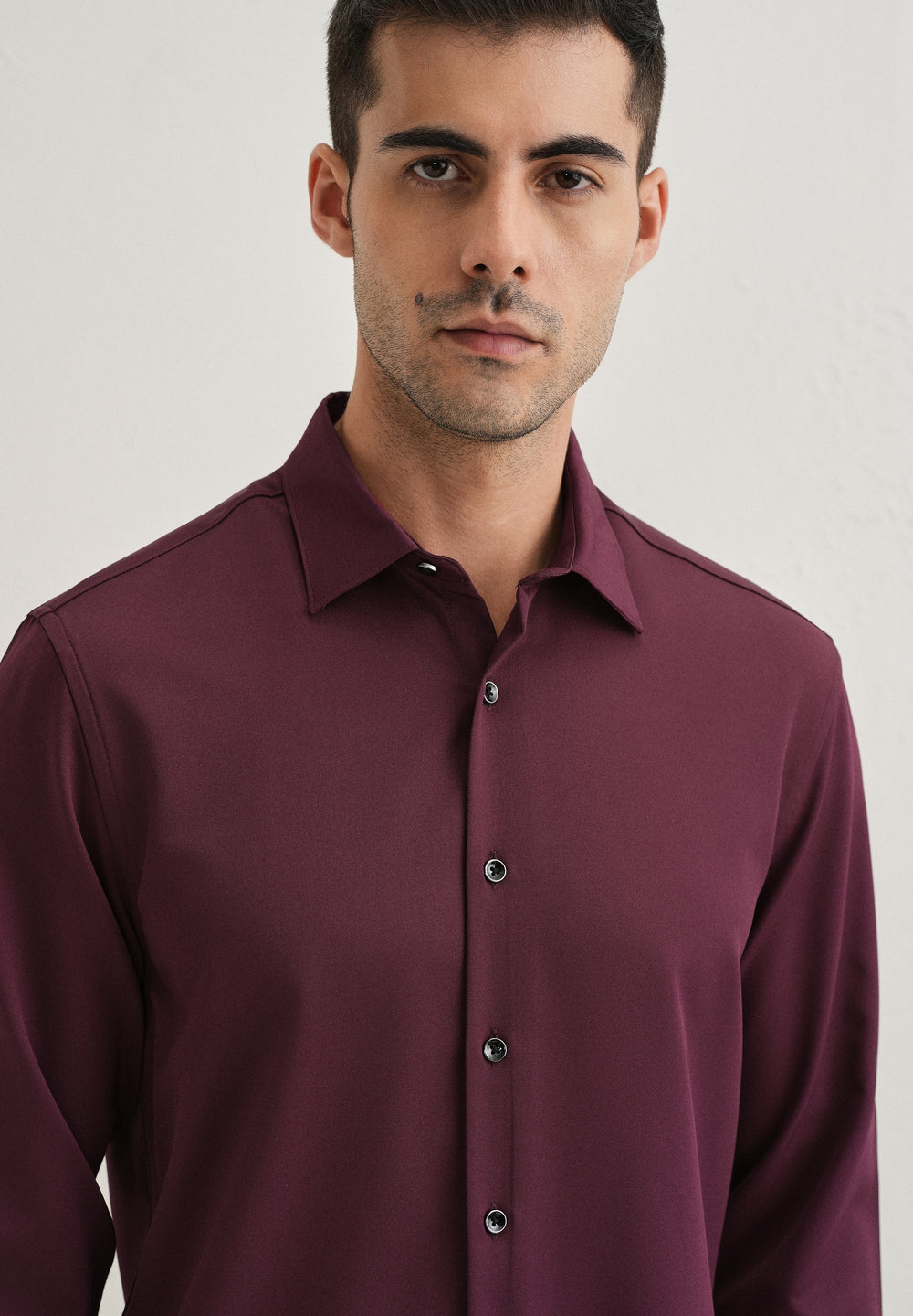 Burgundy Wrinkle Free Stitchless Placket Shirt