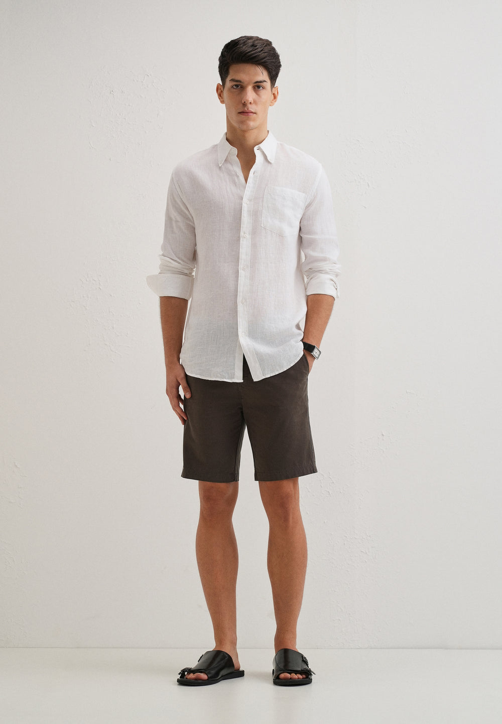 Burnt Brown Cotton Shorts