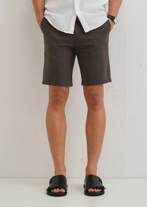 Burnt Brown Cotton Shorts