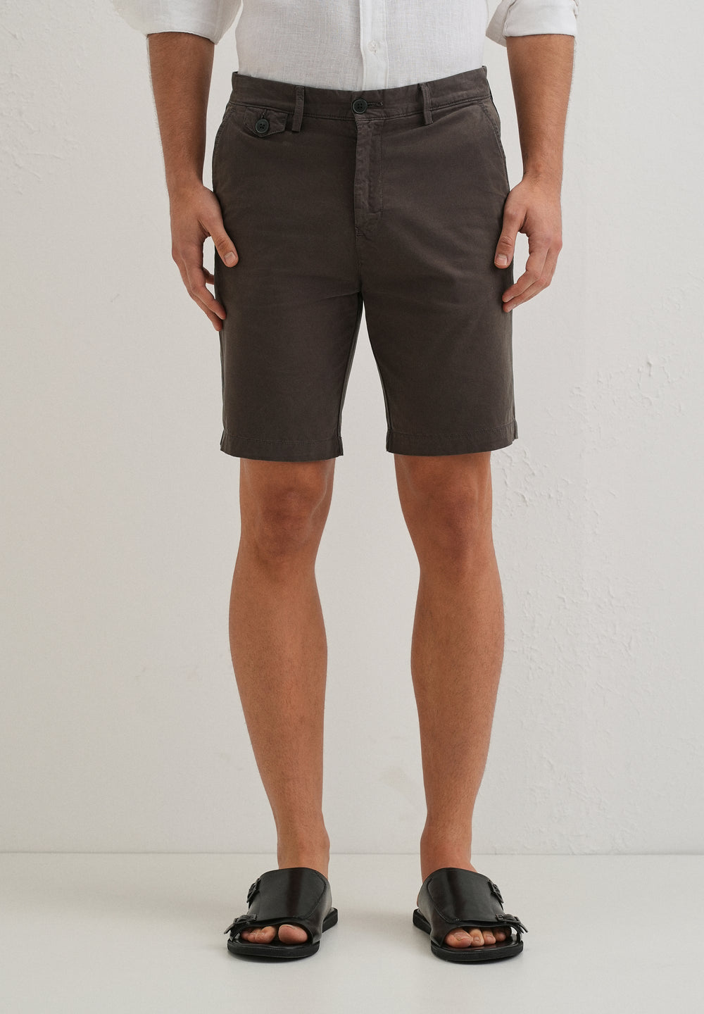Burnt Brown Cotton Shorts