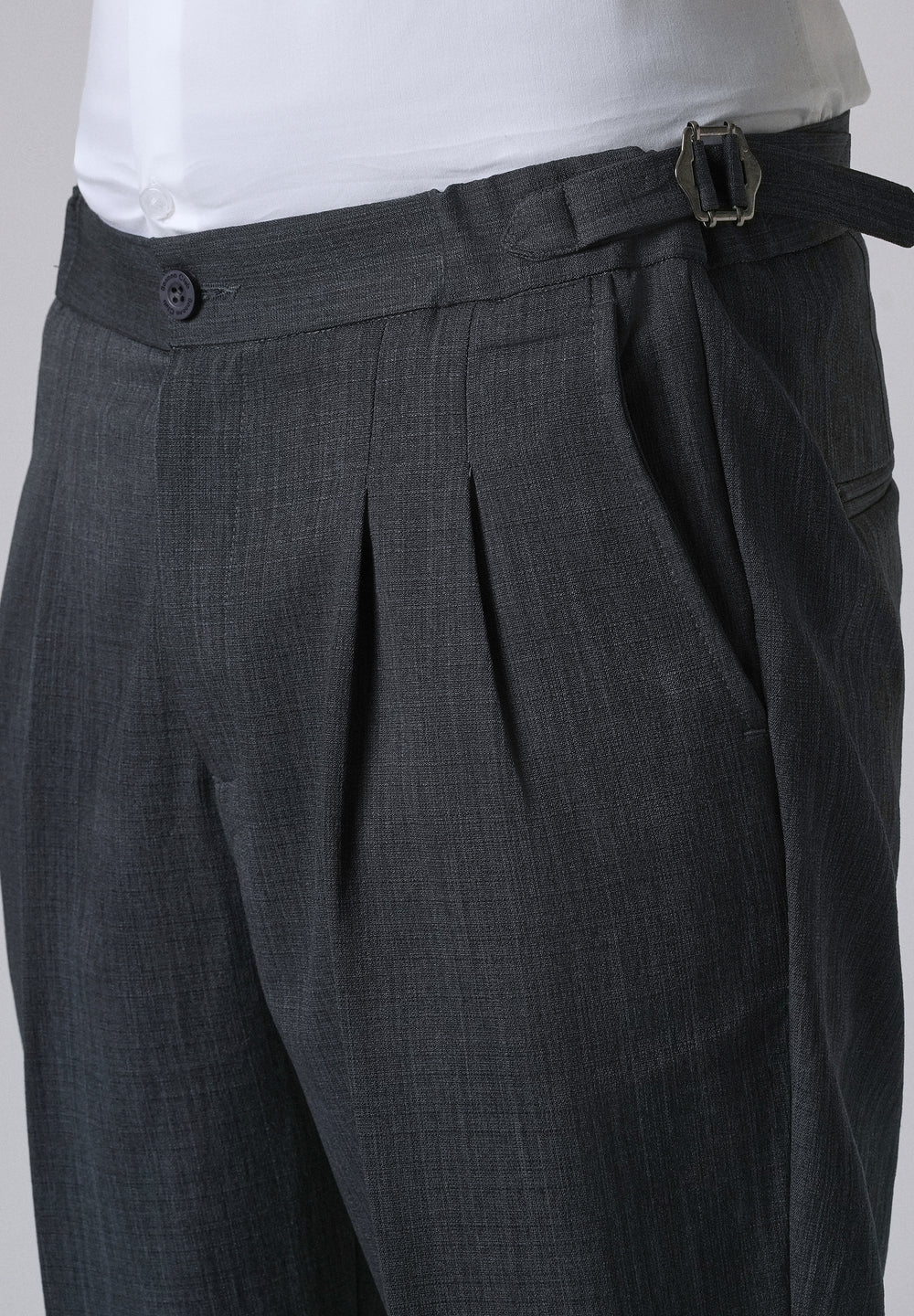 Burnt Grey Pleated Gurkha Pant