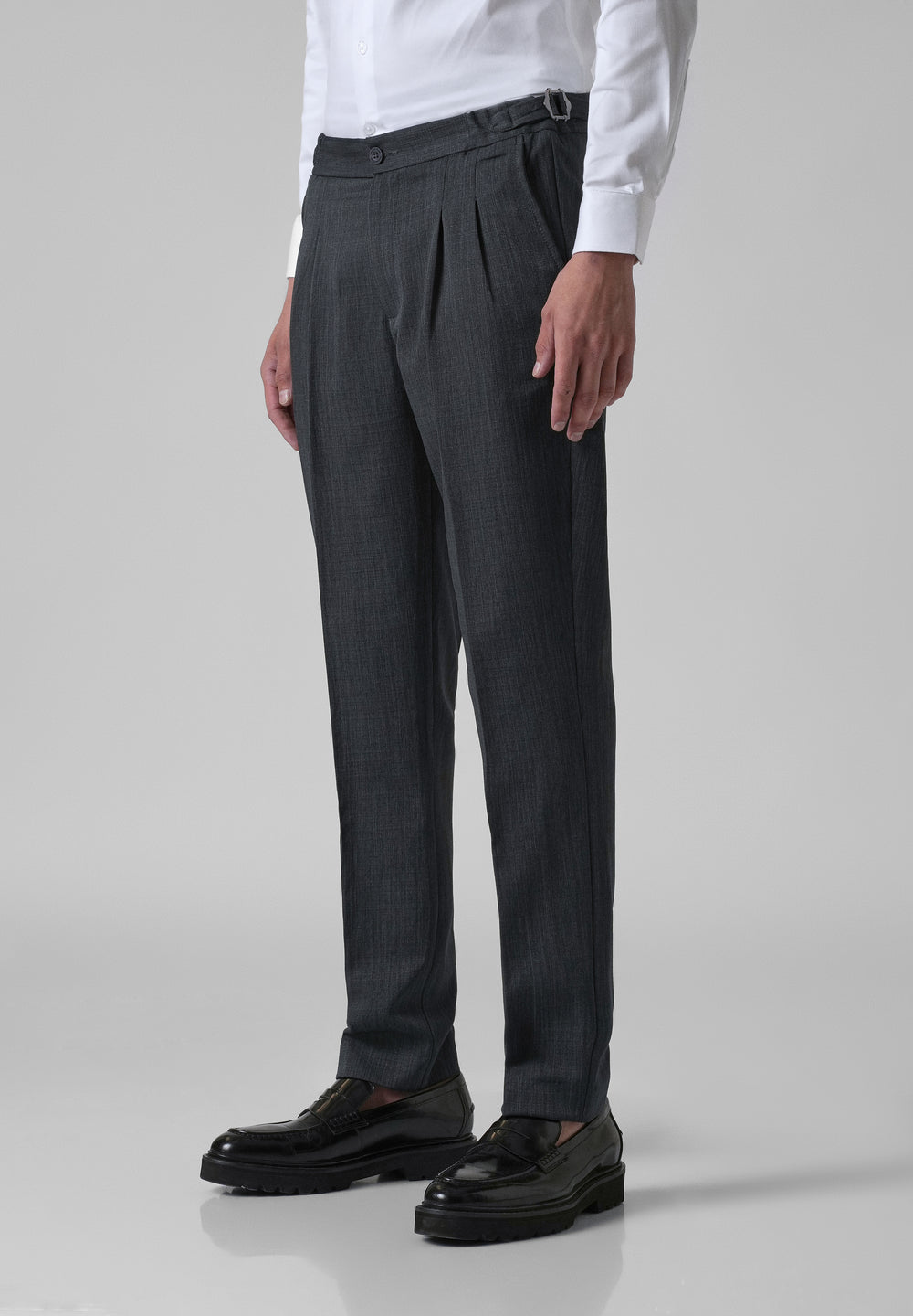 Burnt Grey Pleated Gurkha Pant