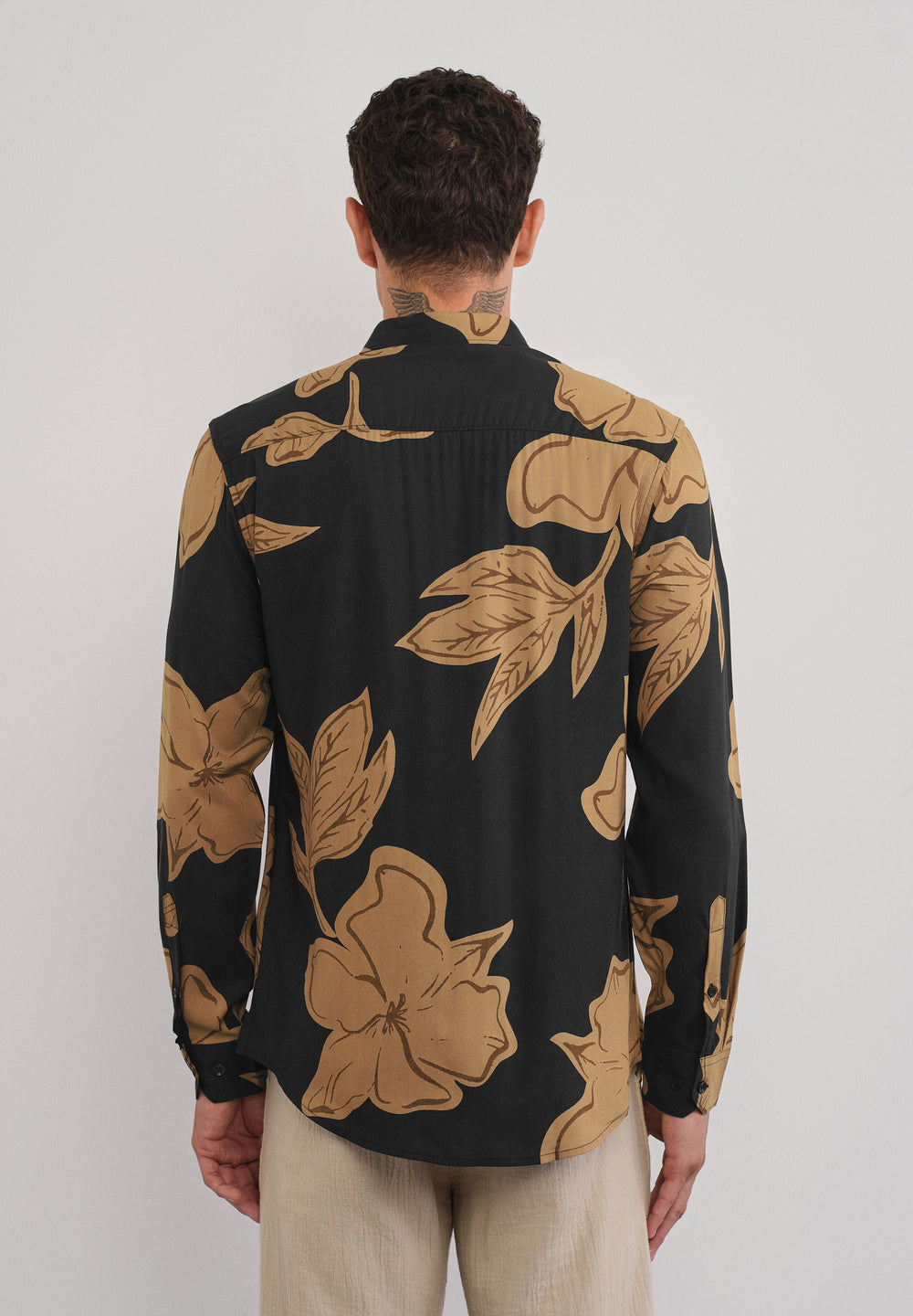 Burnt Ochre Bold Floral Print Shirt