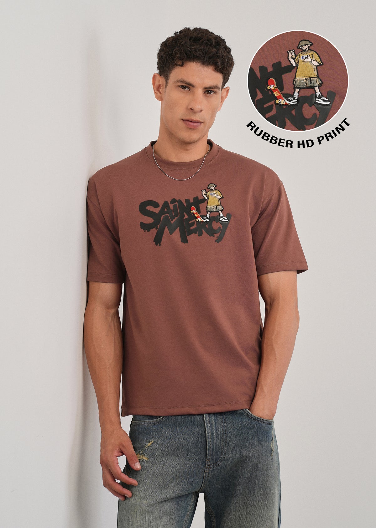 Burnt Brick Rubber Print T-shirt