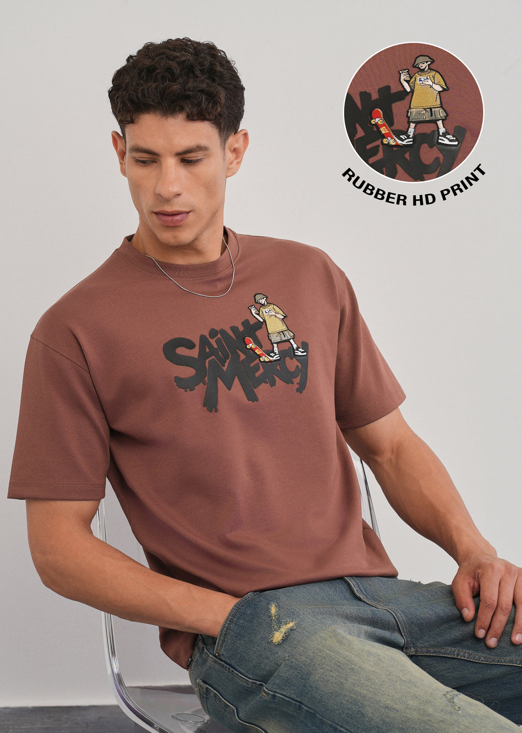 Burnt Brick Rubber Print T-shirt