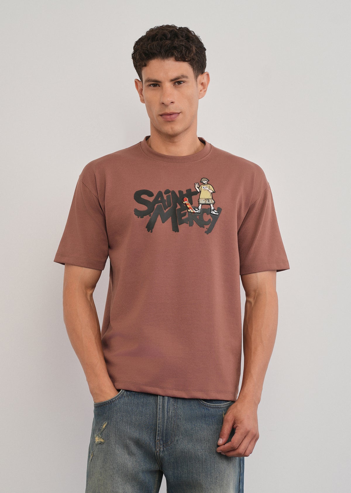 Burnt Brick Rubber Print T-shirt