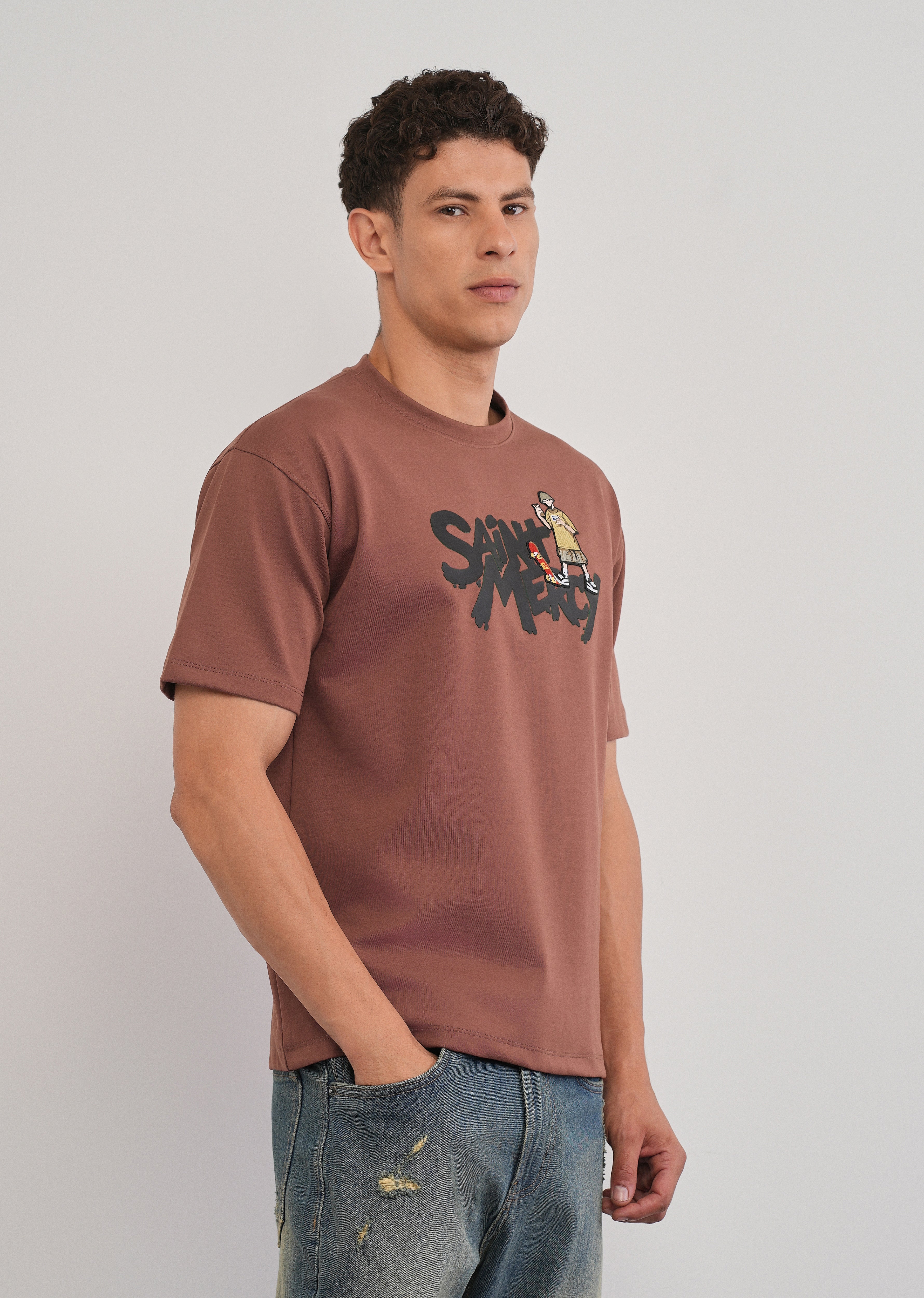 Burnt Brick Rubber Print T-shirt
