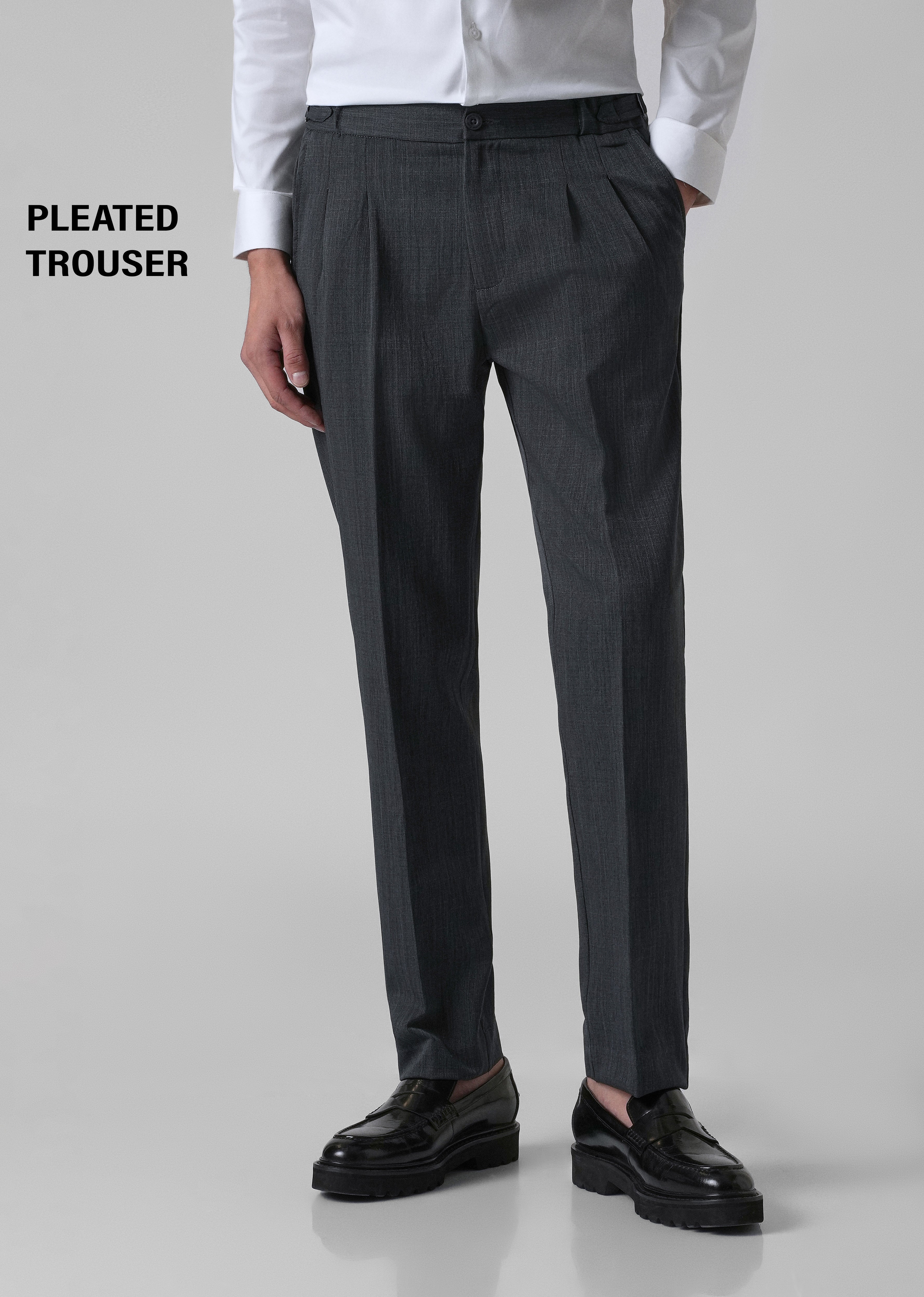 Burnt Grey Pleated Gurkha Pant