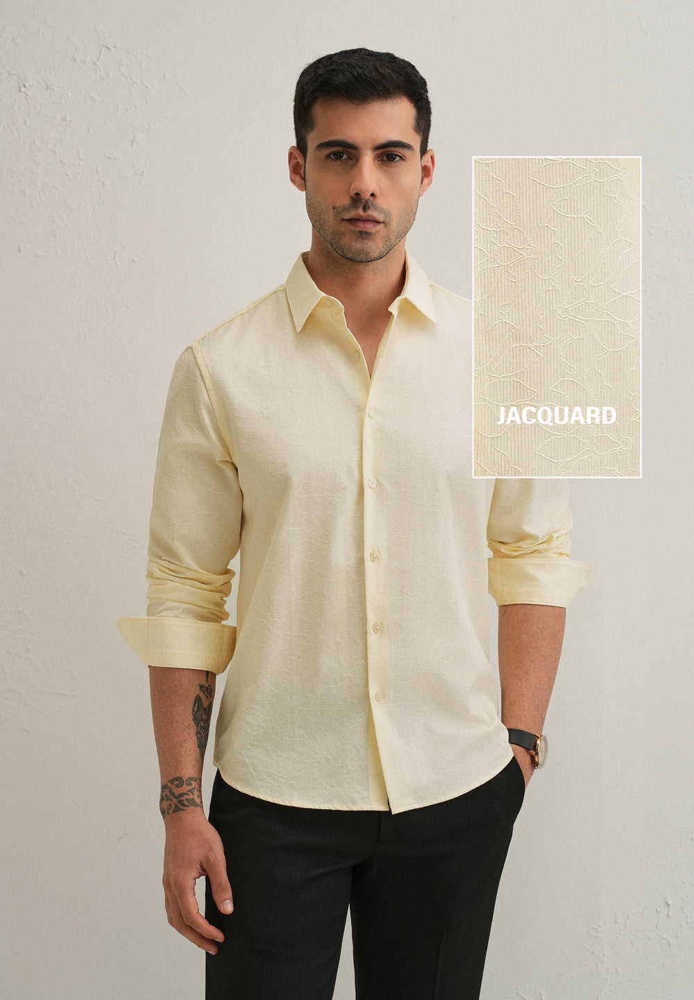 Butter Cream Floral Jacquard Shirt