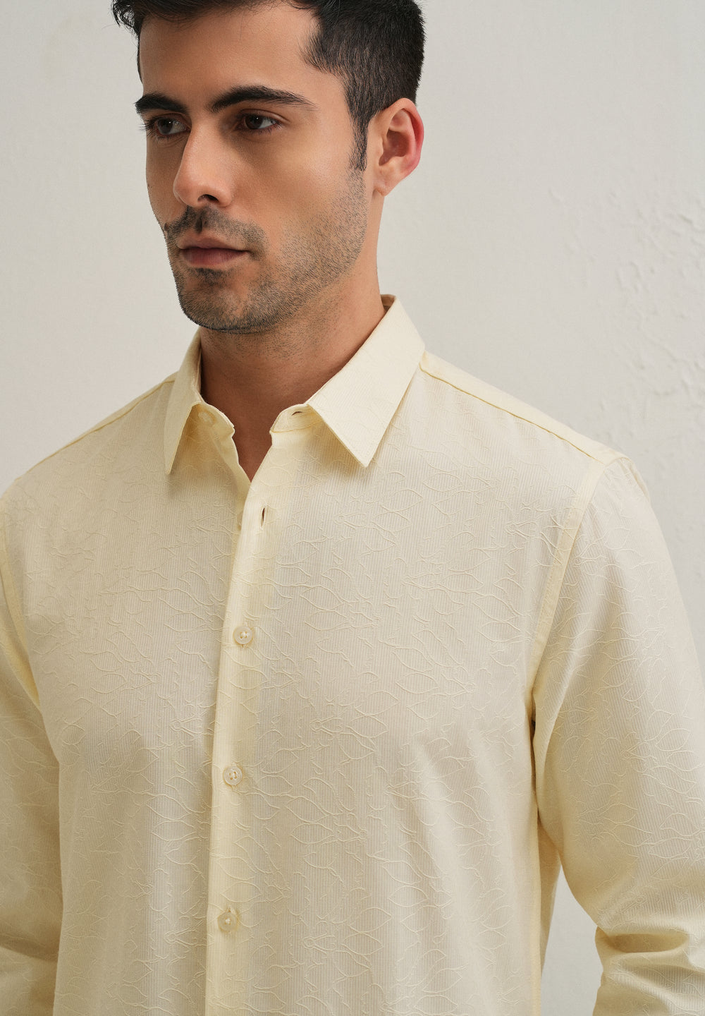 Butter Cream Floral Jacquard Shirt