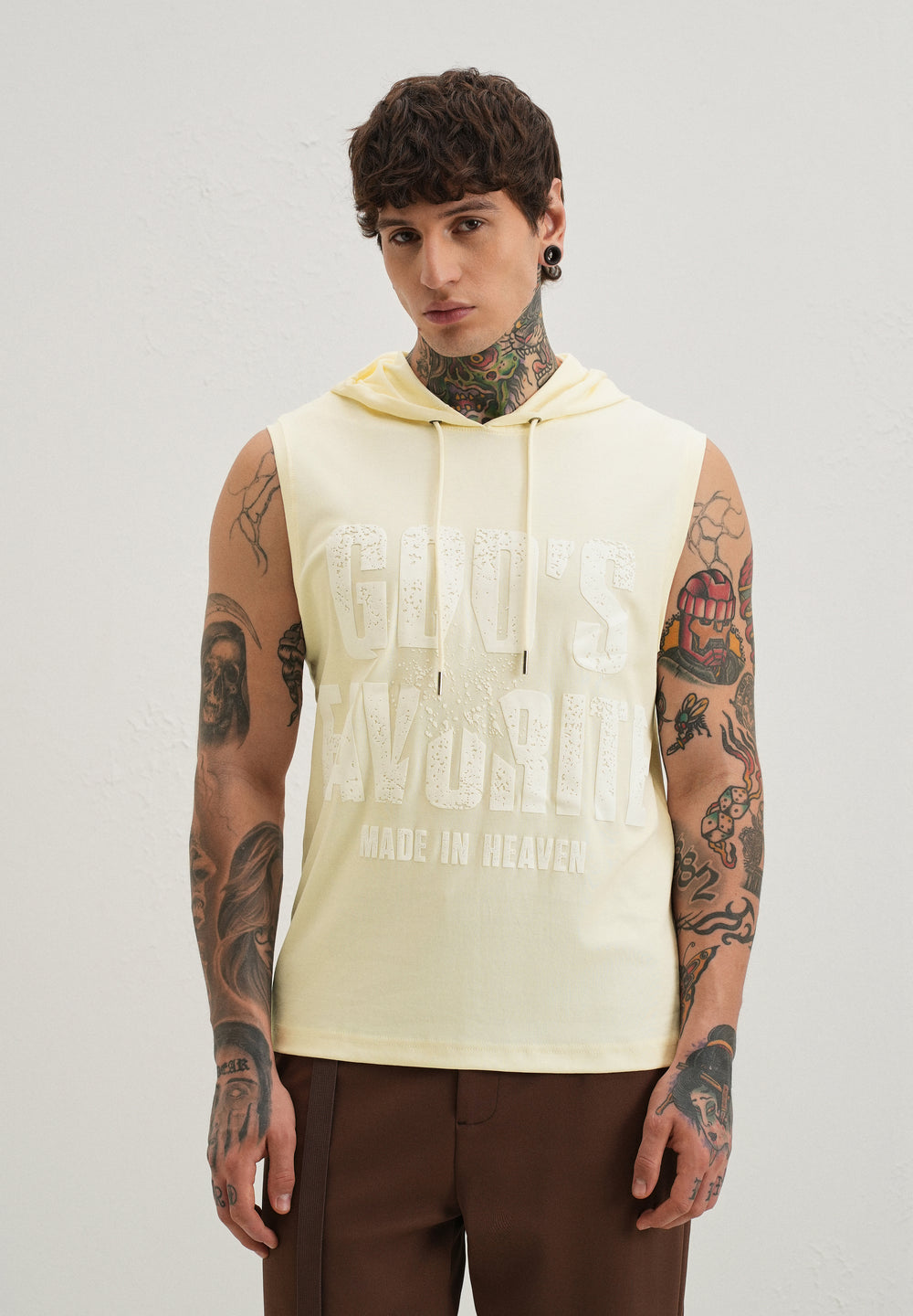 Butter Cream Printed Hoodie Tank