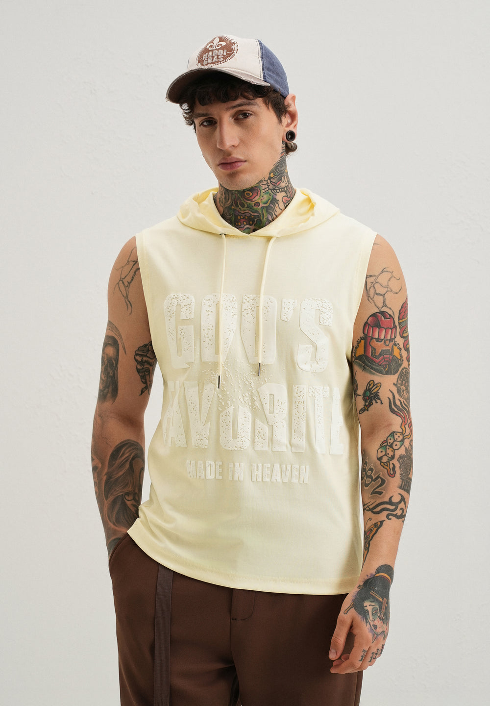 Butter Cream Printed Hoodie Tank