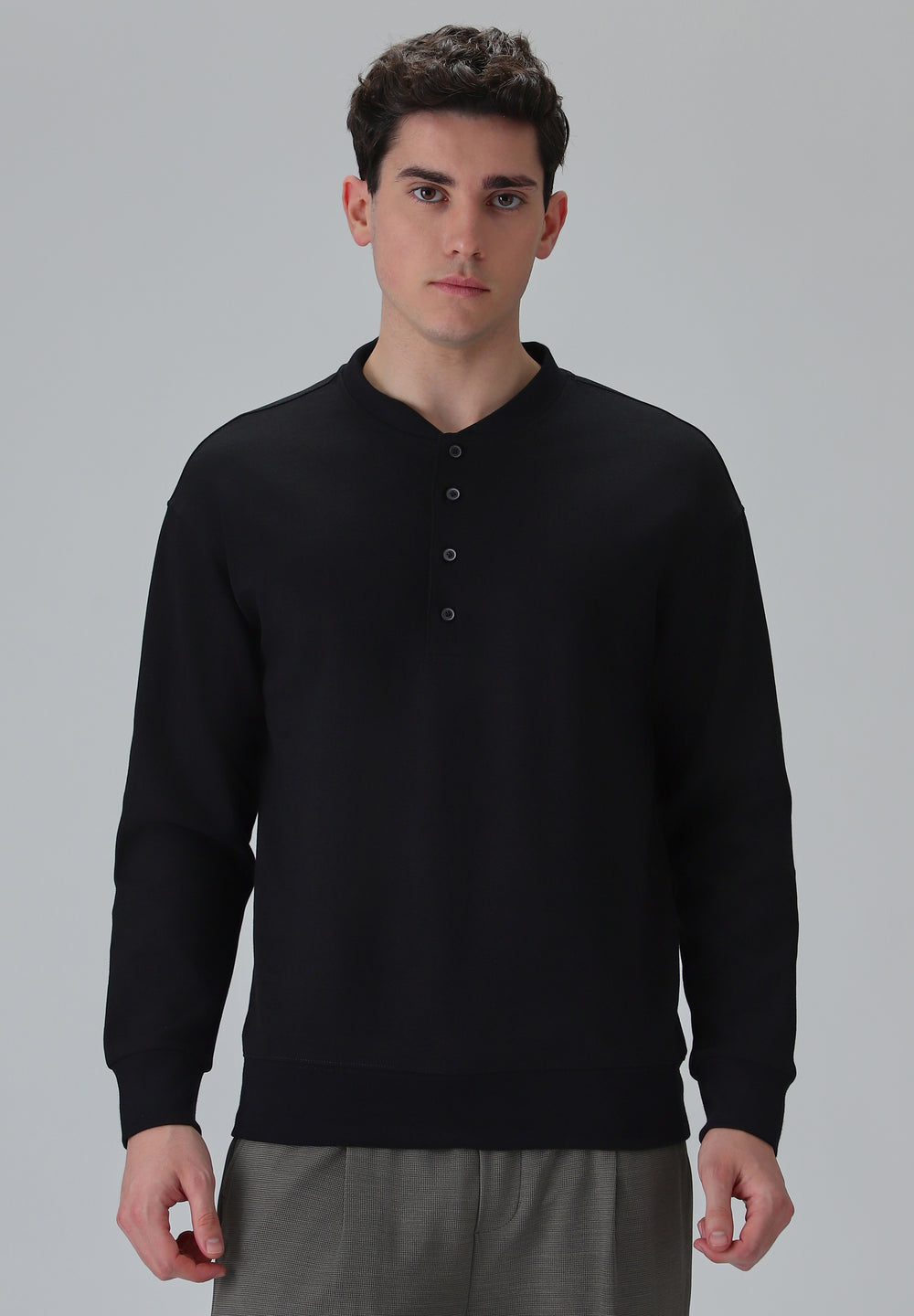 Button-Up Black Sweatshirt