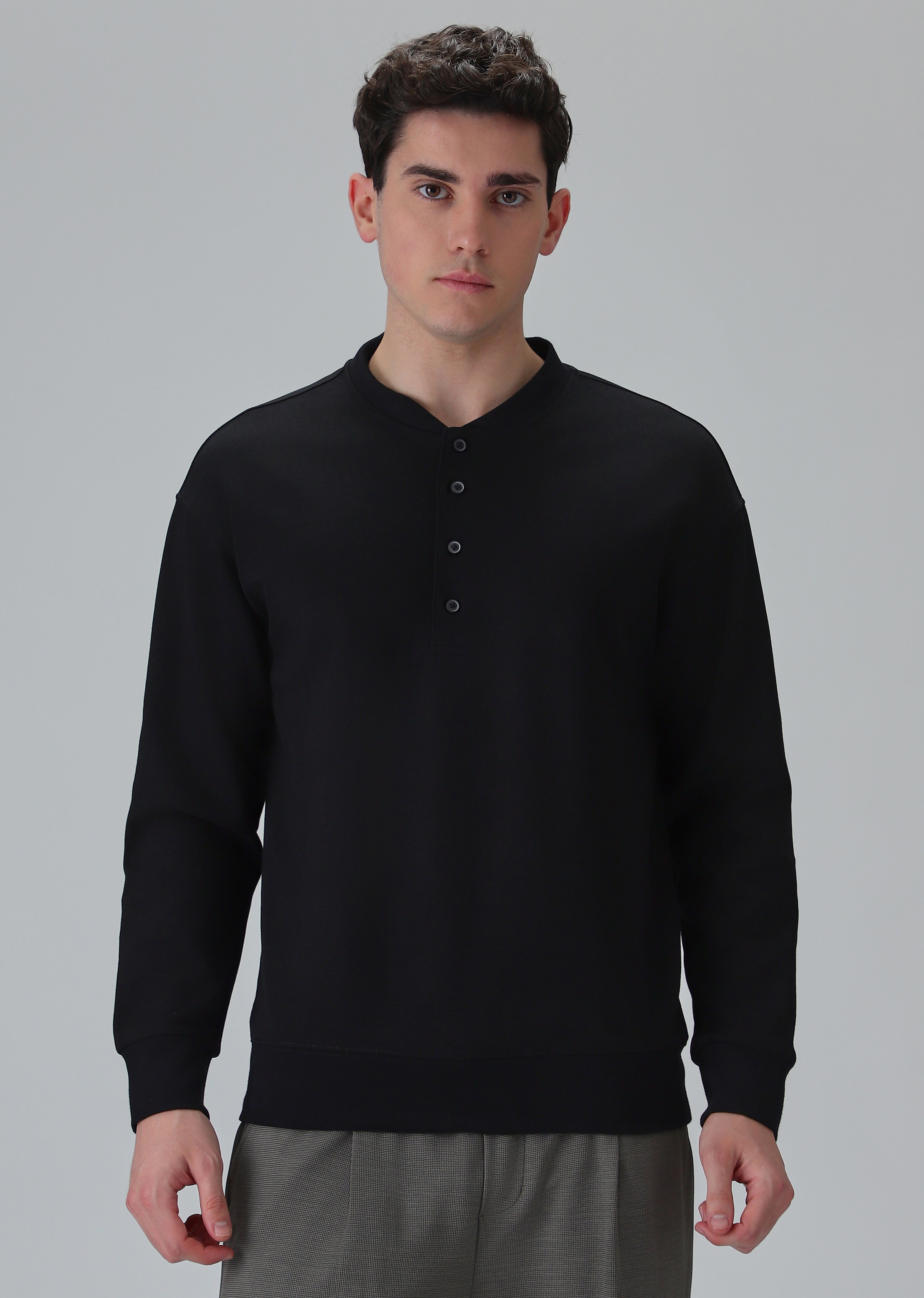 Button-Up Black Sweatshirt