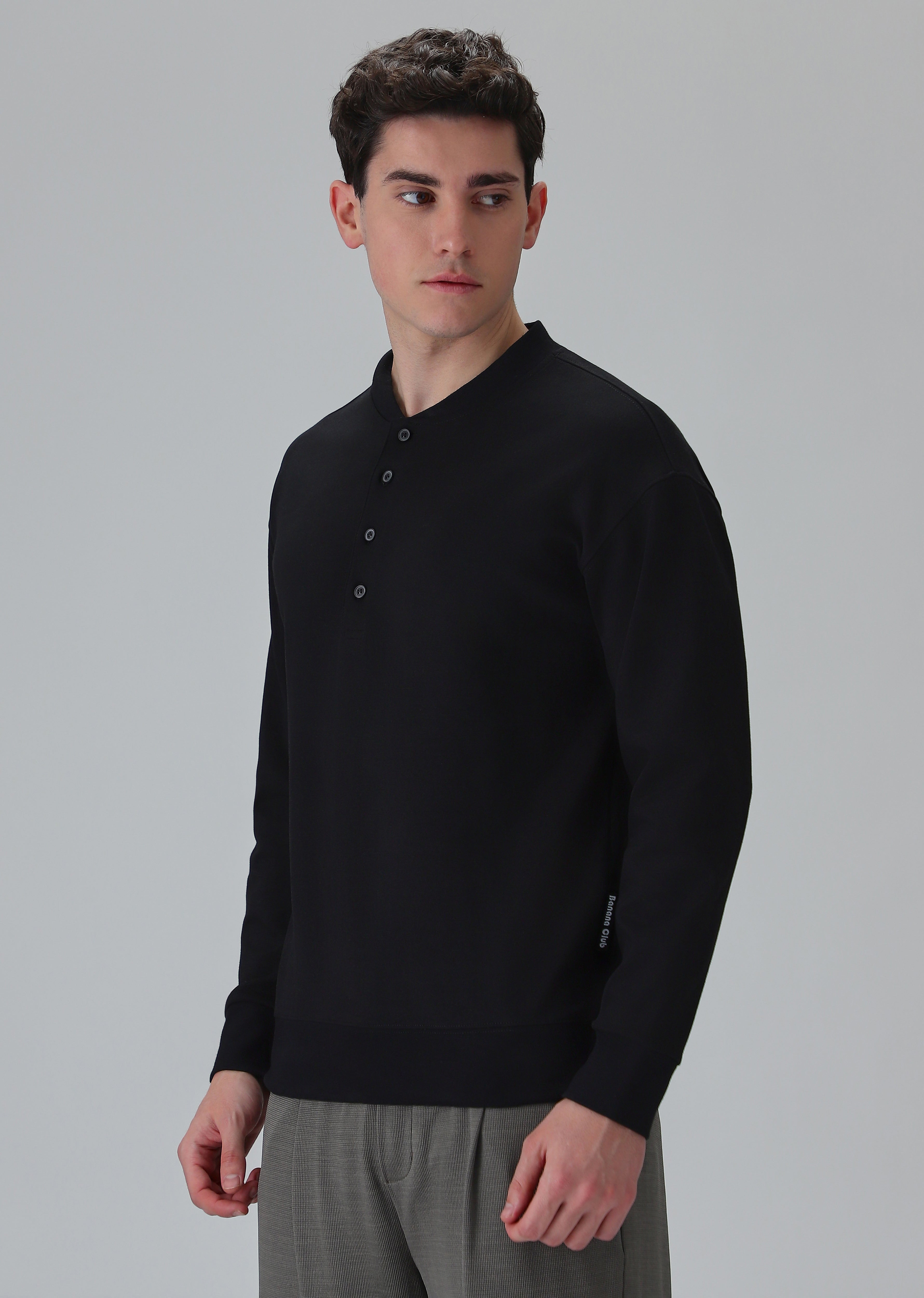 Button-Up Black Sweatshirt