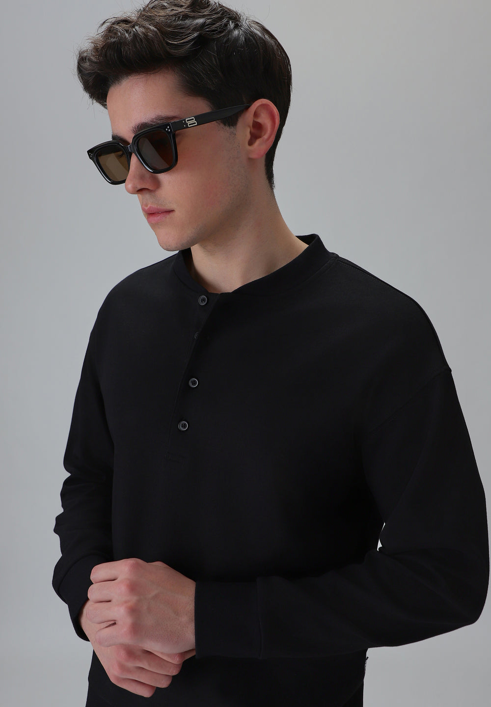Button-Up Black Sweatshirt