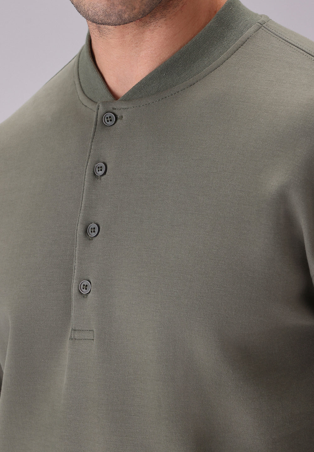 Button-Up Green Sweatshirt