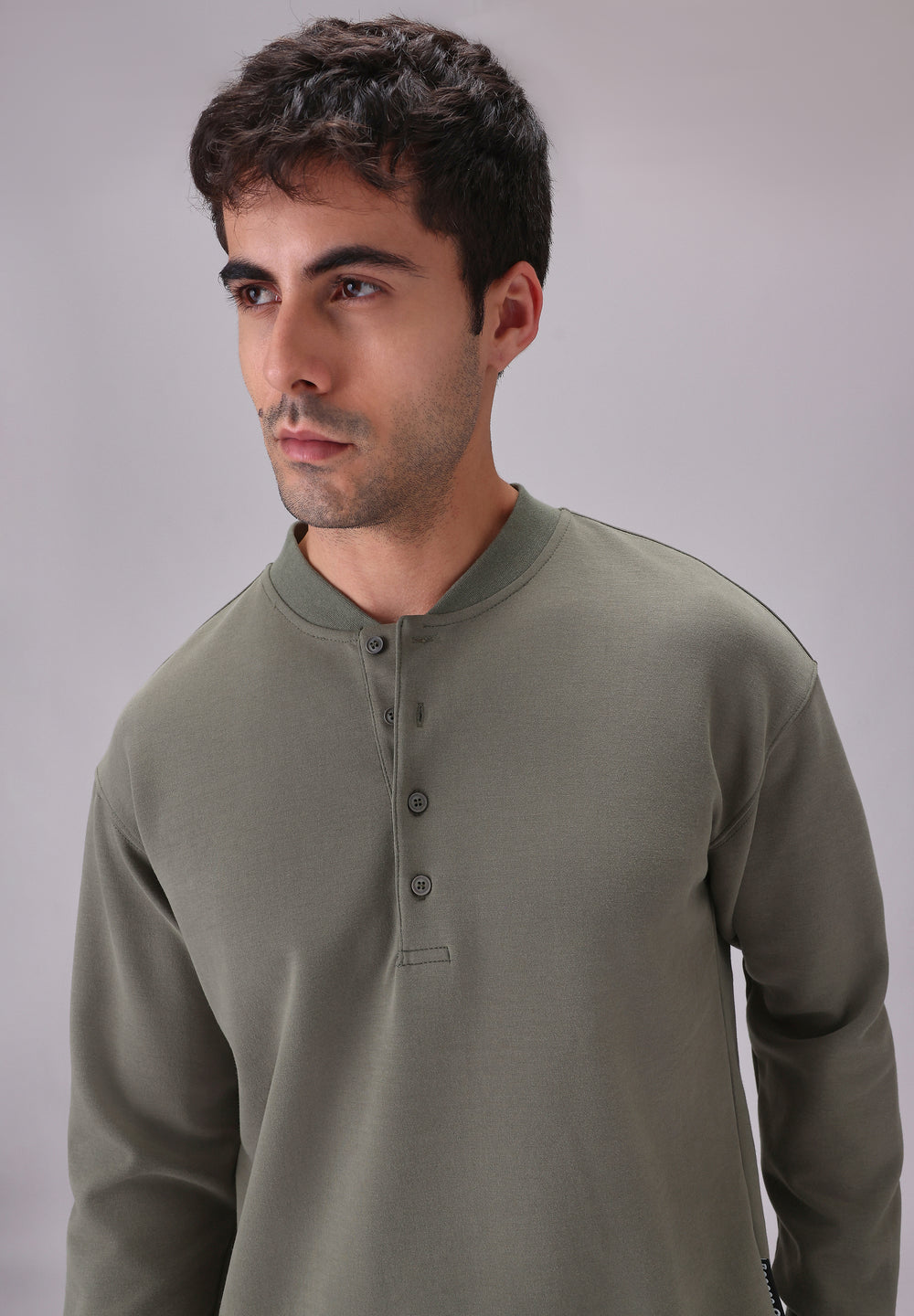 Button-Up Green Sweatshirt