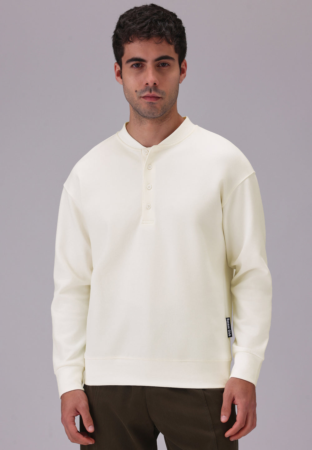 Button-Up White Sweatshirt