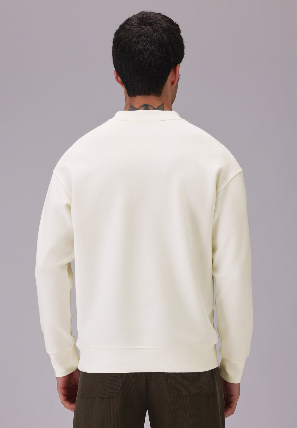 Button-Up White Sweatshirt