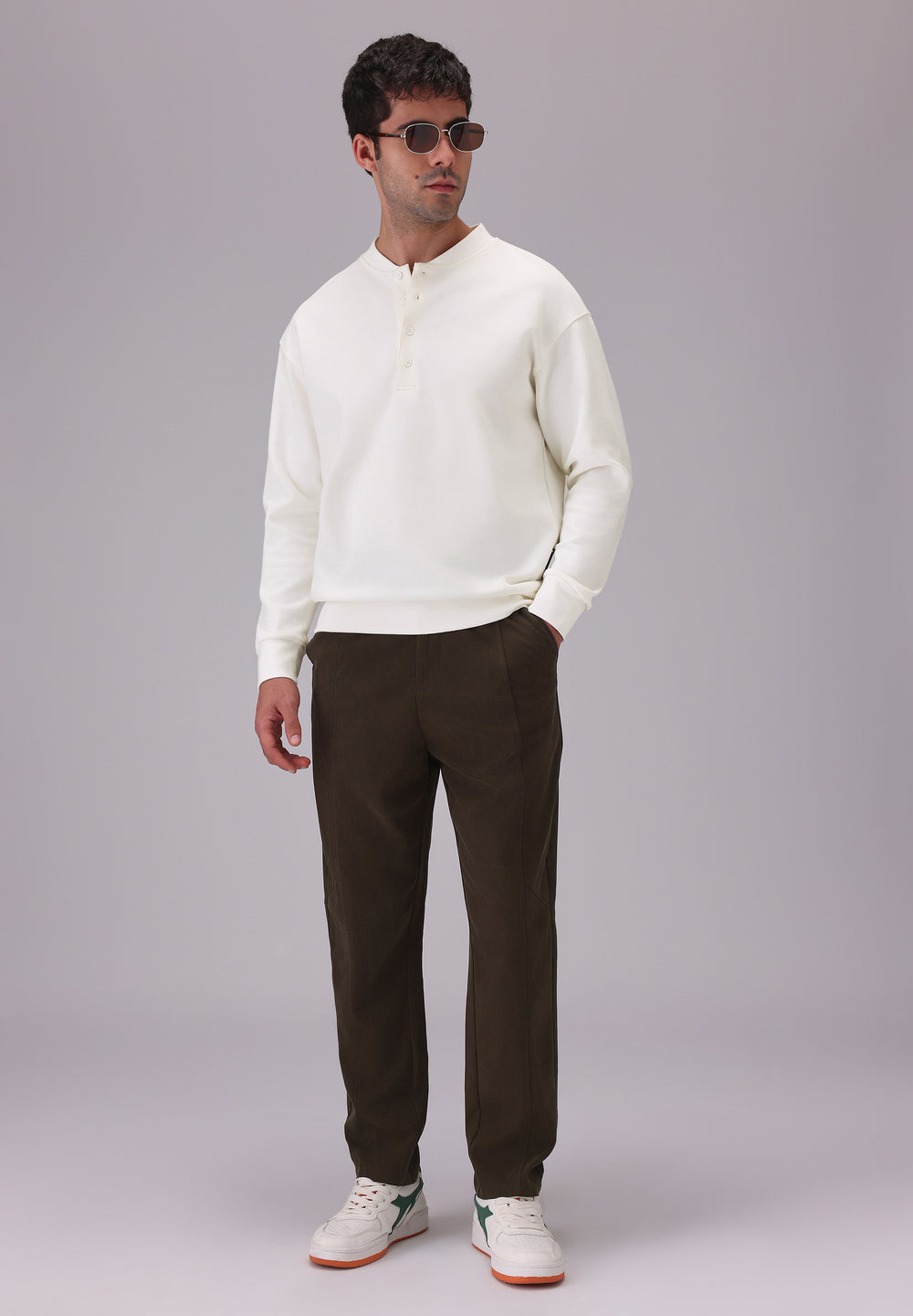 Button-Up White Sweatshirt