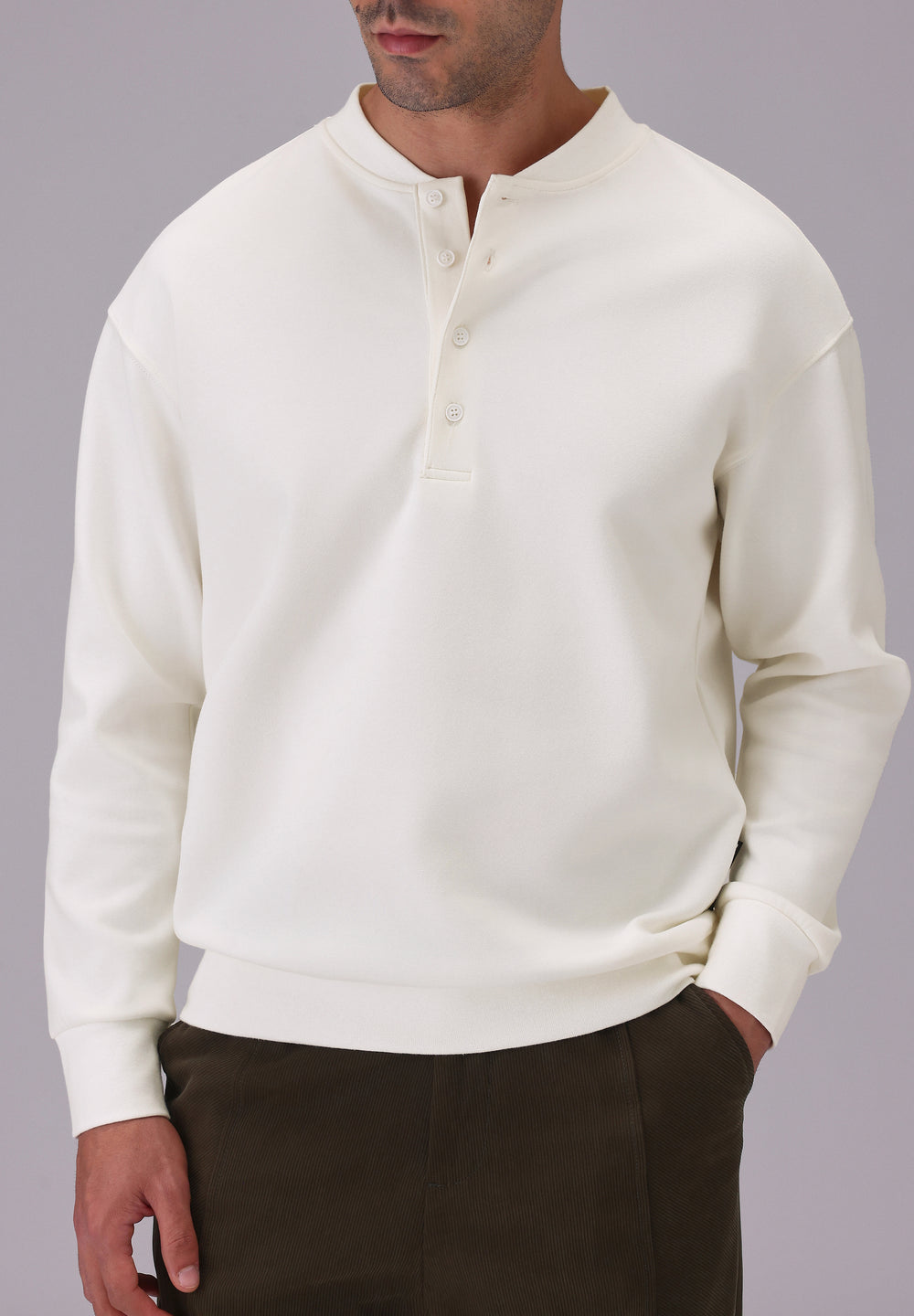 Button-Up White Sweatshirt