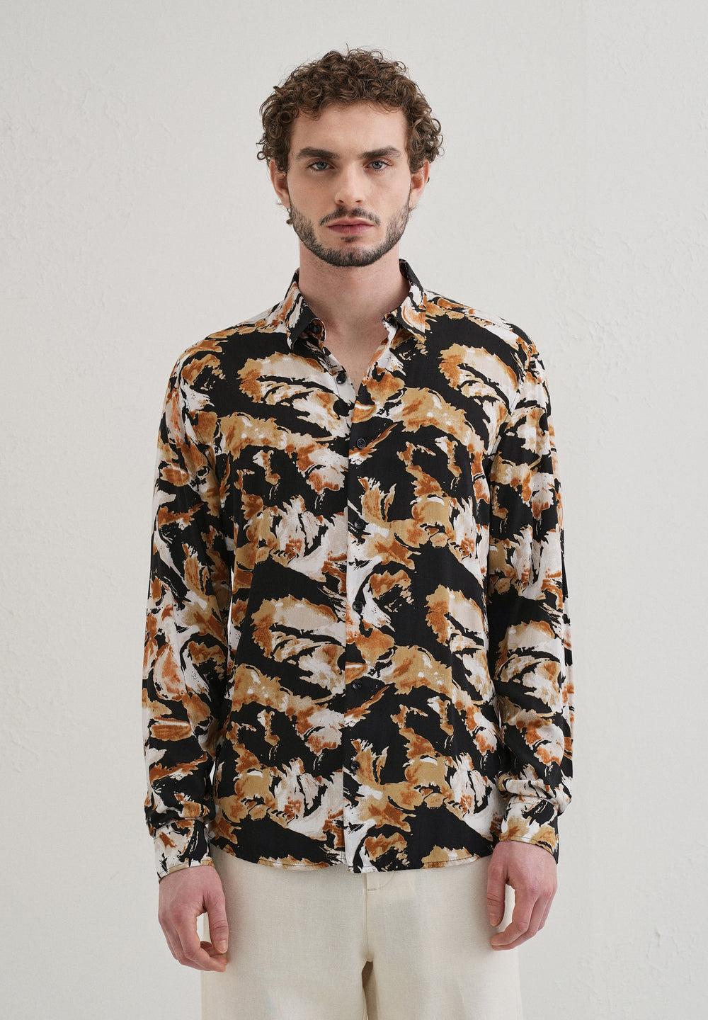 Caramel Brown Print Full sleeve shirt