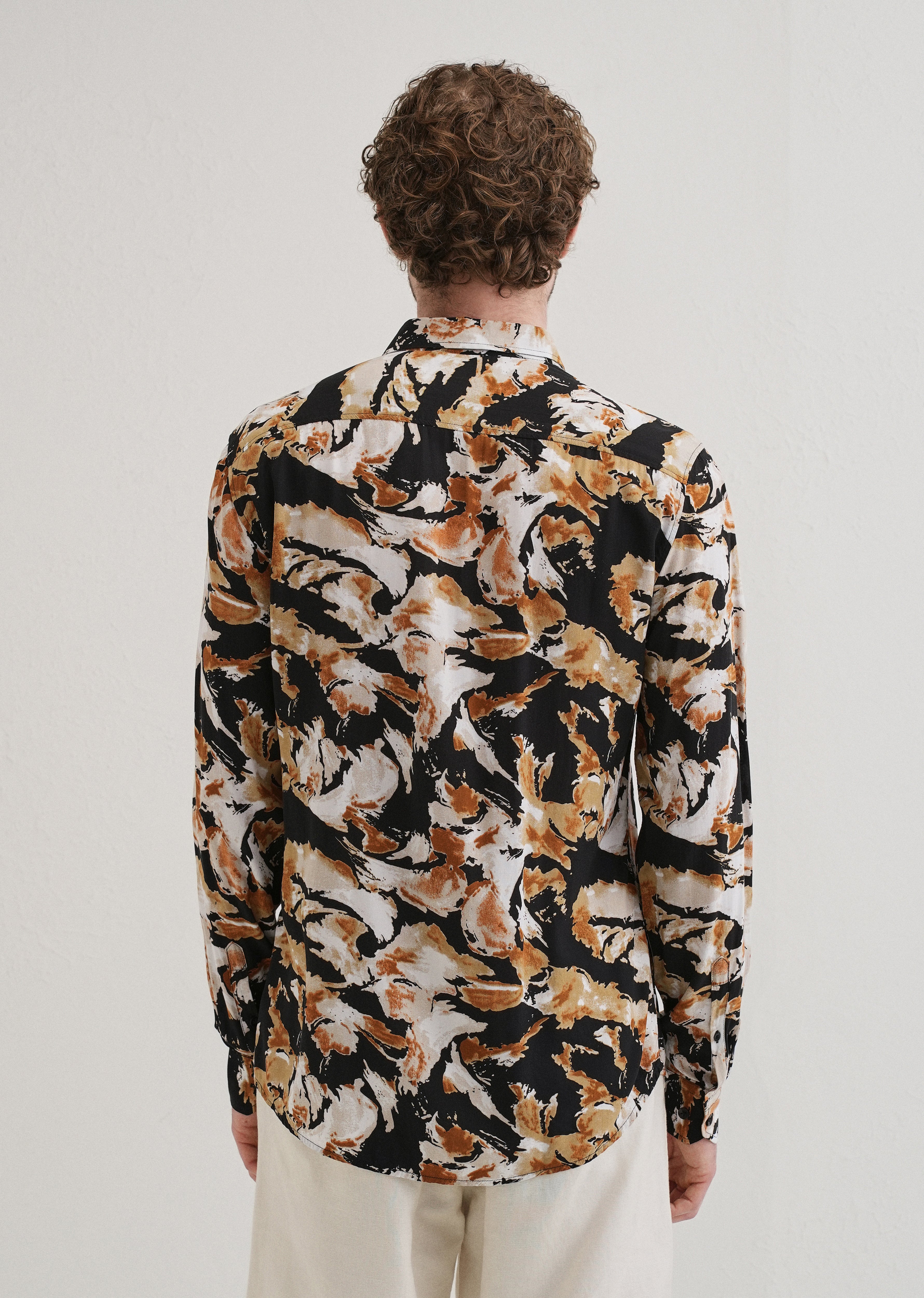 Caramel Brown Print Full sleeve shirt