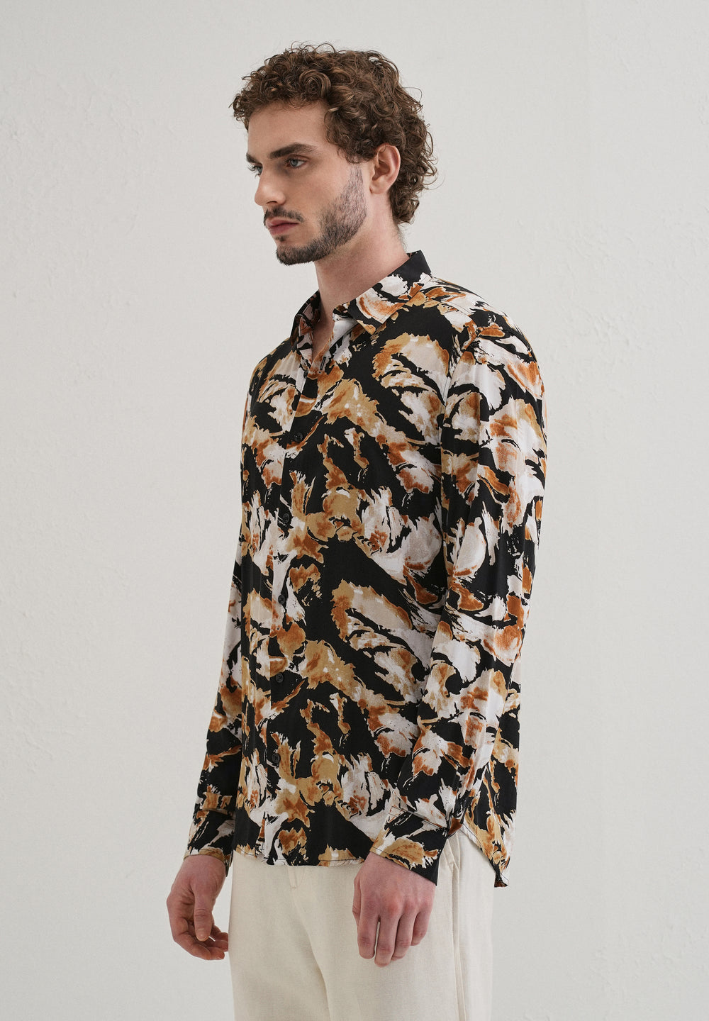Caramel Brown Print Full sleeve shirt