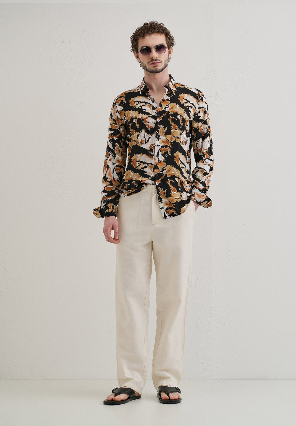 Caramel Brown Print Full sleeve shirt