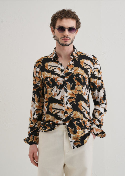 Caramel Brown Print Full sleeve shirt
