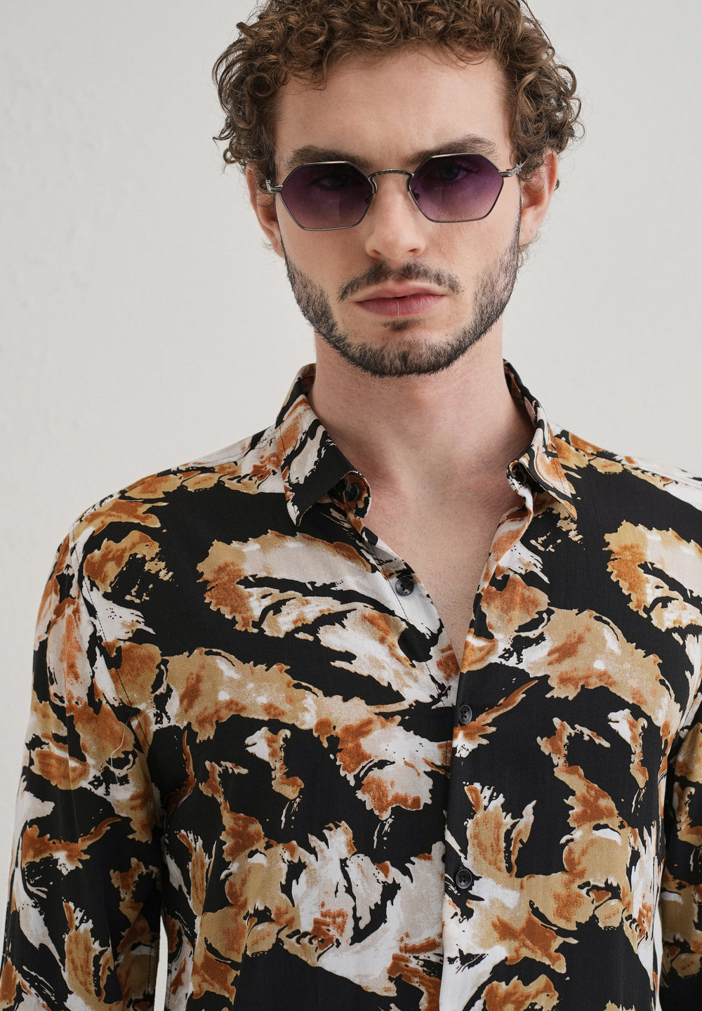 Caramel Brown Print Full sleeve shirt