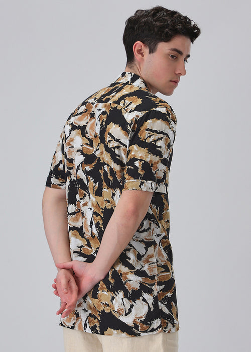 Caramel Brown Print Half sleeve shirt