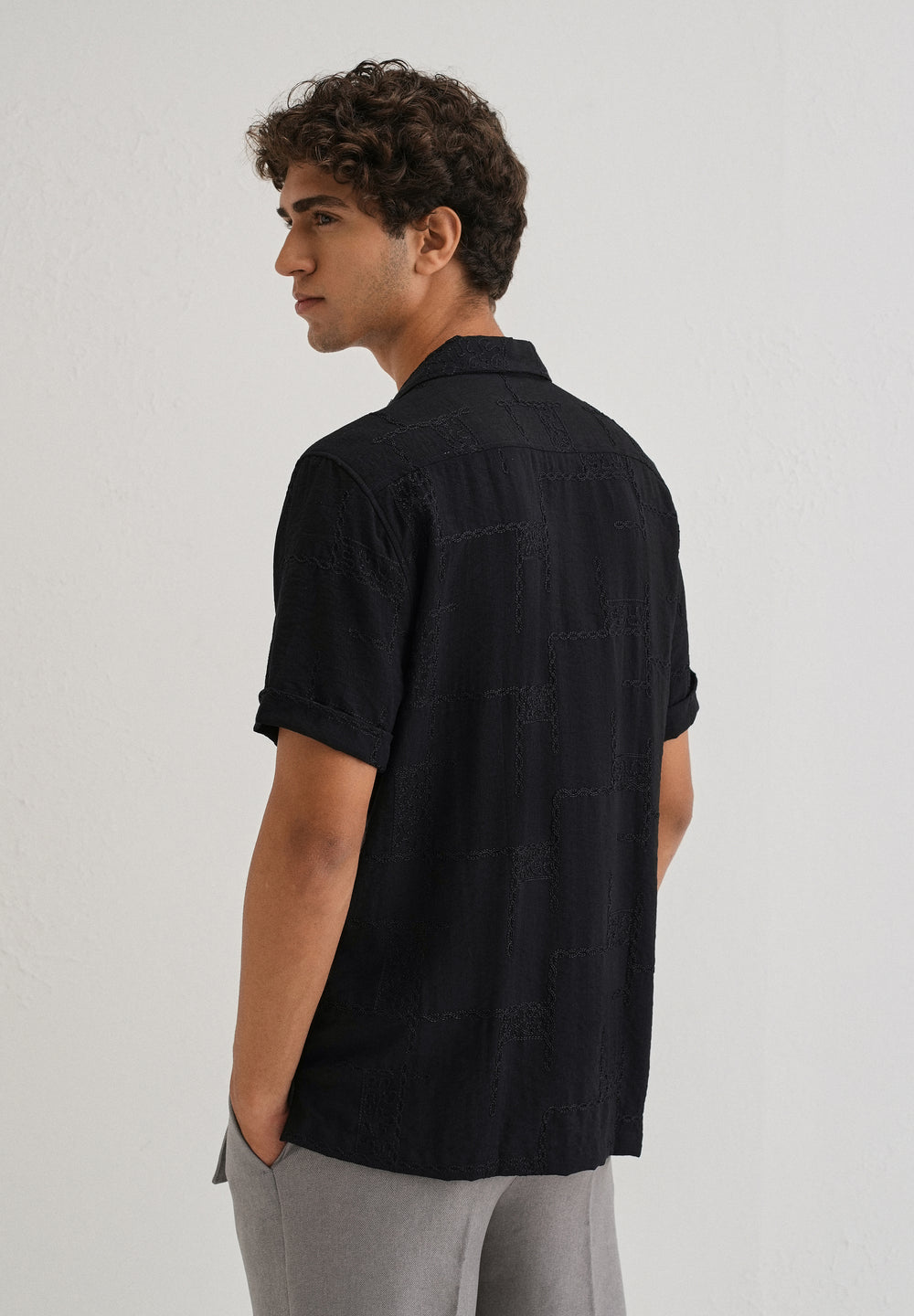 Carbon Black Embroidered Shirt