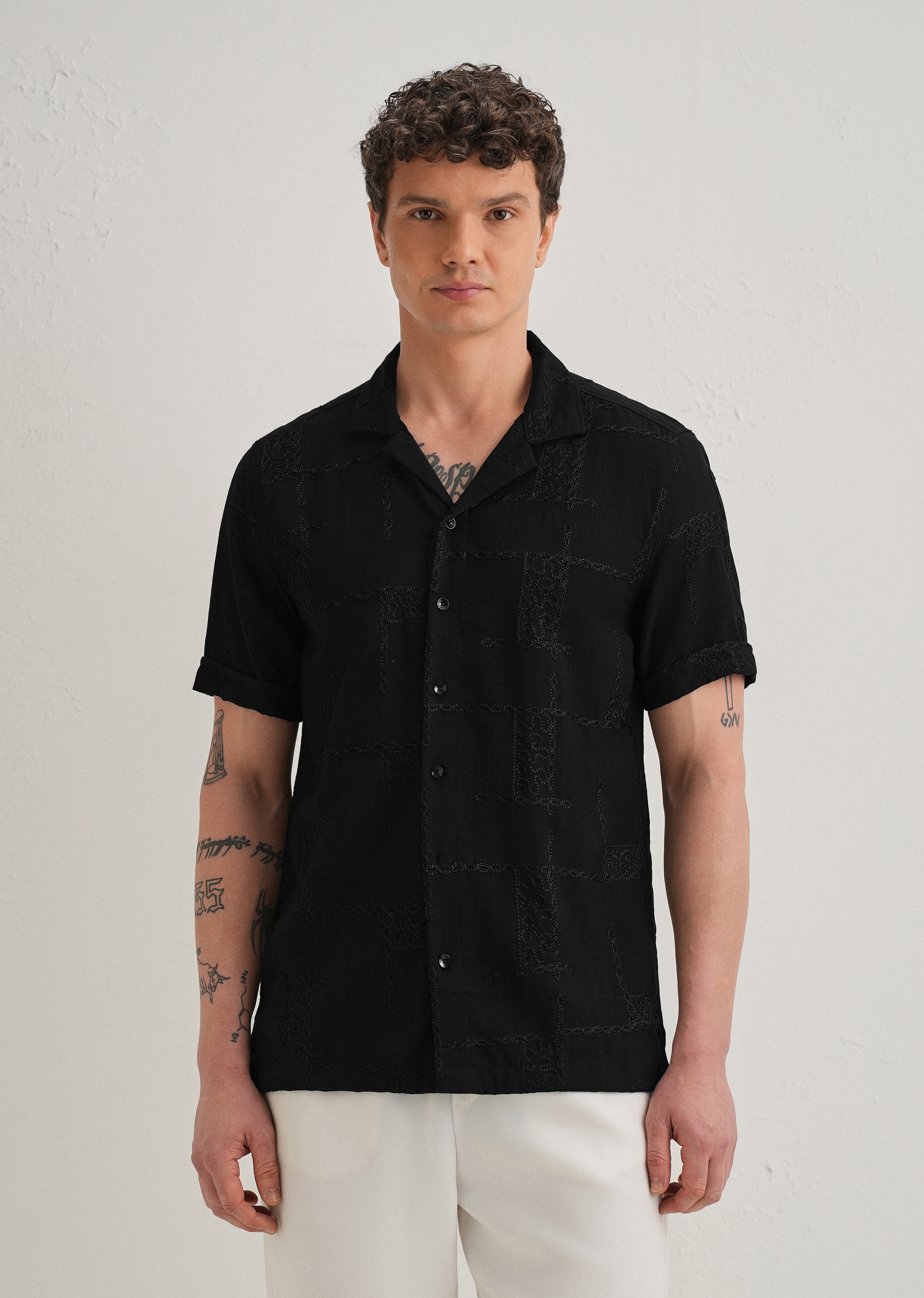 Carbon Black Embroidered Shirt