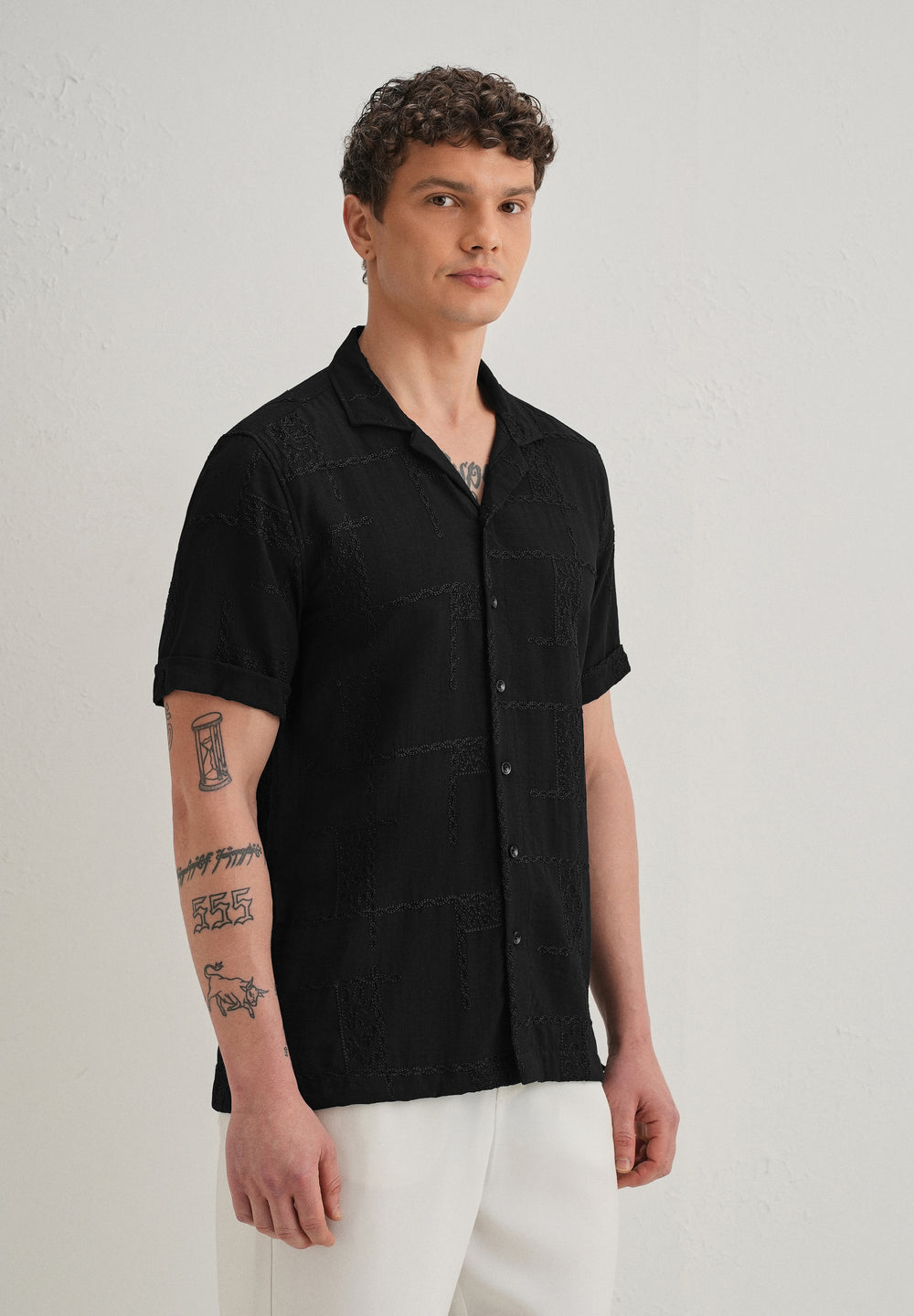 Carbon Black Embroidered Shirt