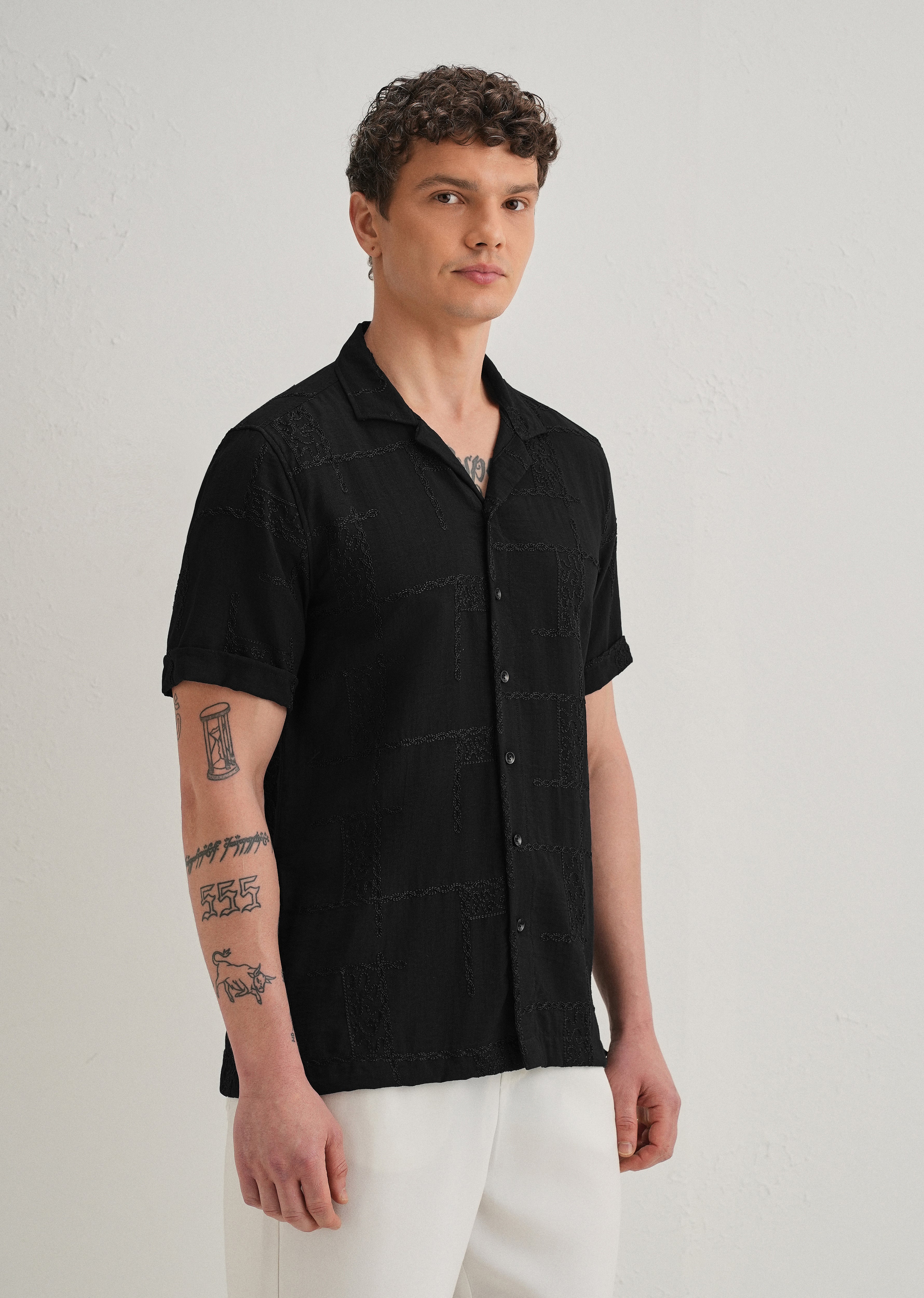 Carbon Black Embroidered Shirt