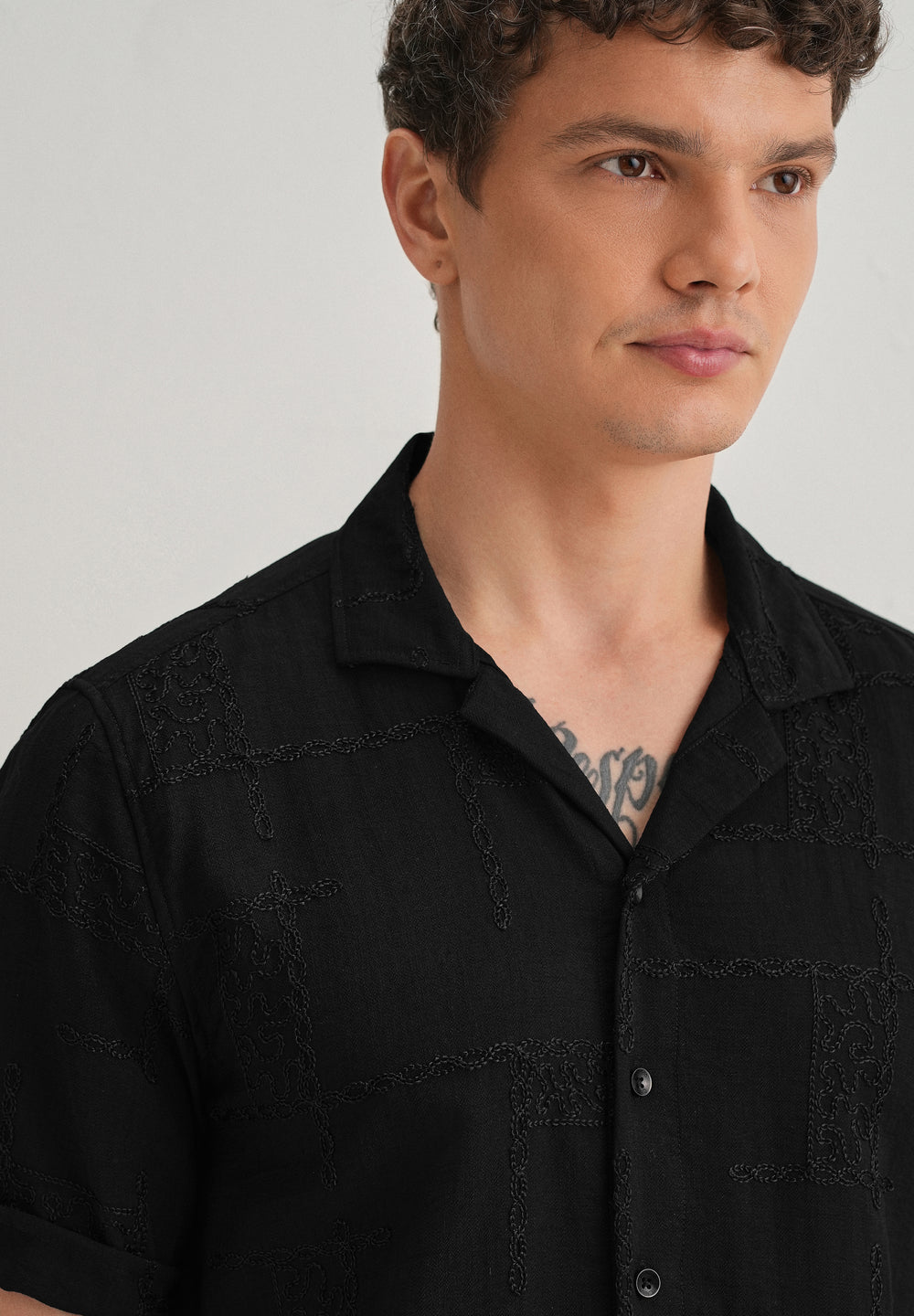 Carbon Black Embroidered Shirt