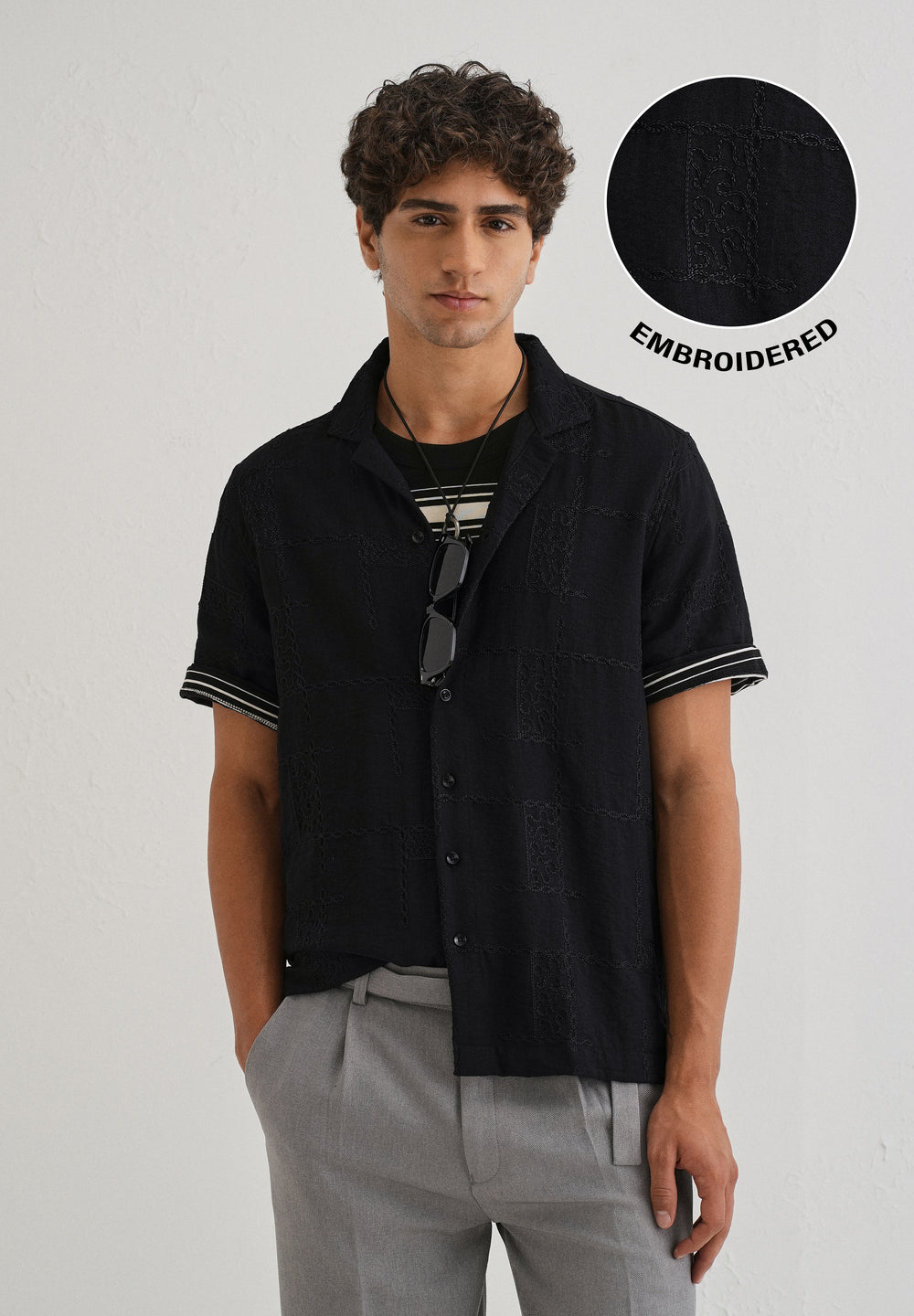 Carbon Black Embroidered Shirt