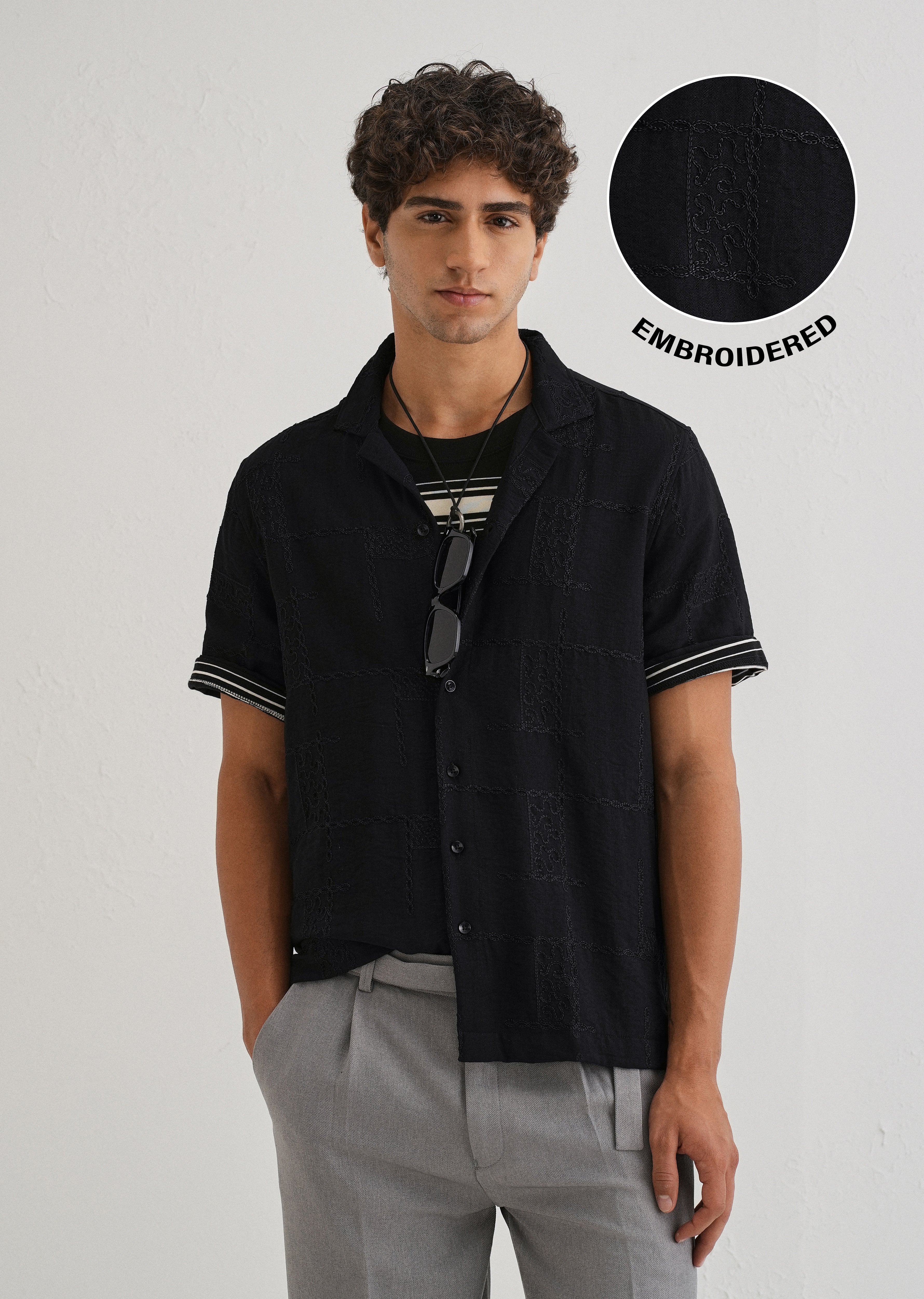 Carbon Black Embroidered Shirt