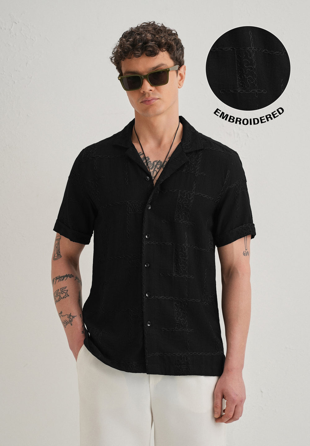 Carbon Black Embroidered Shirt