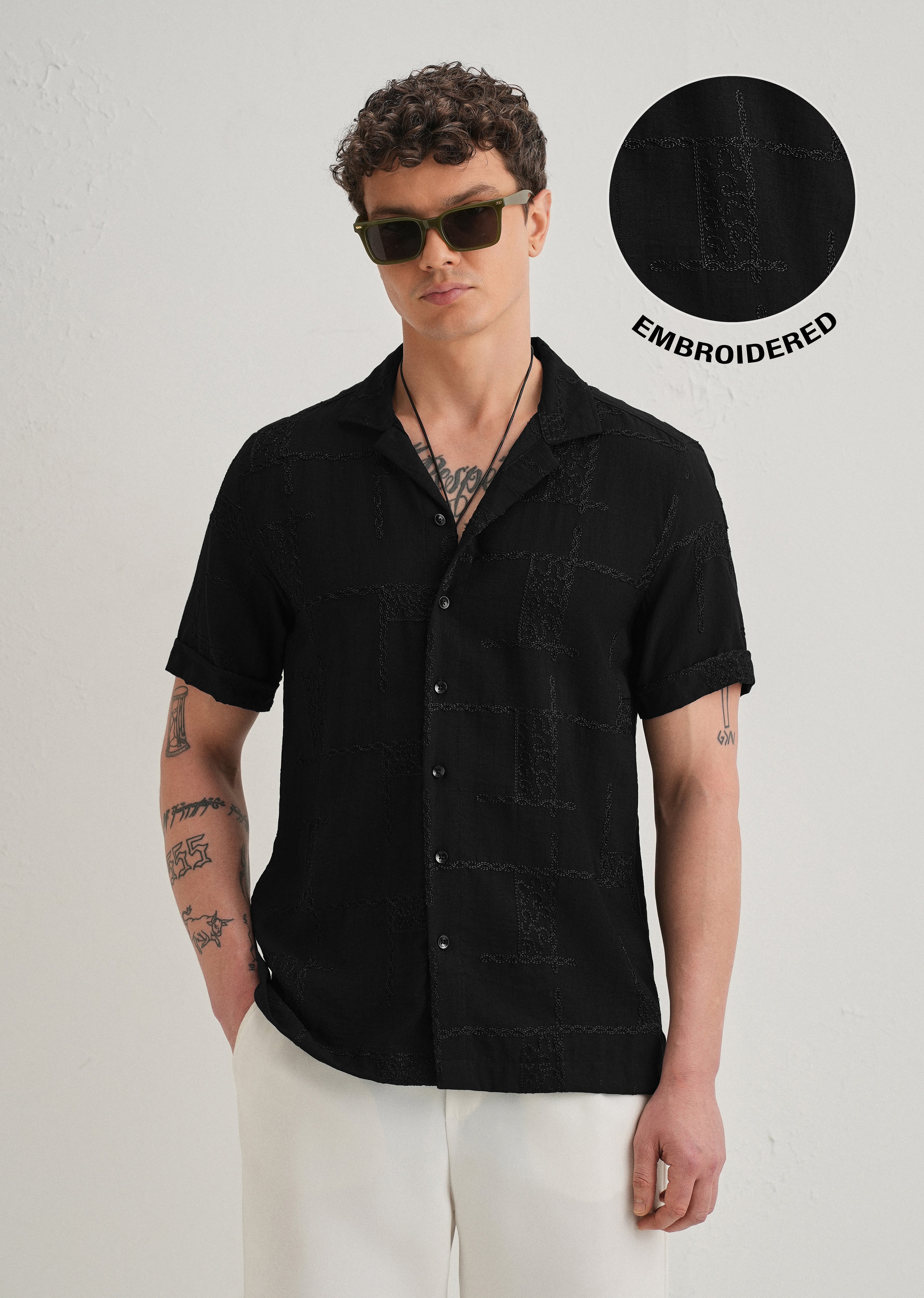 Carbon Black Embroidered Shirt