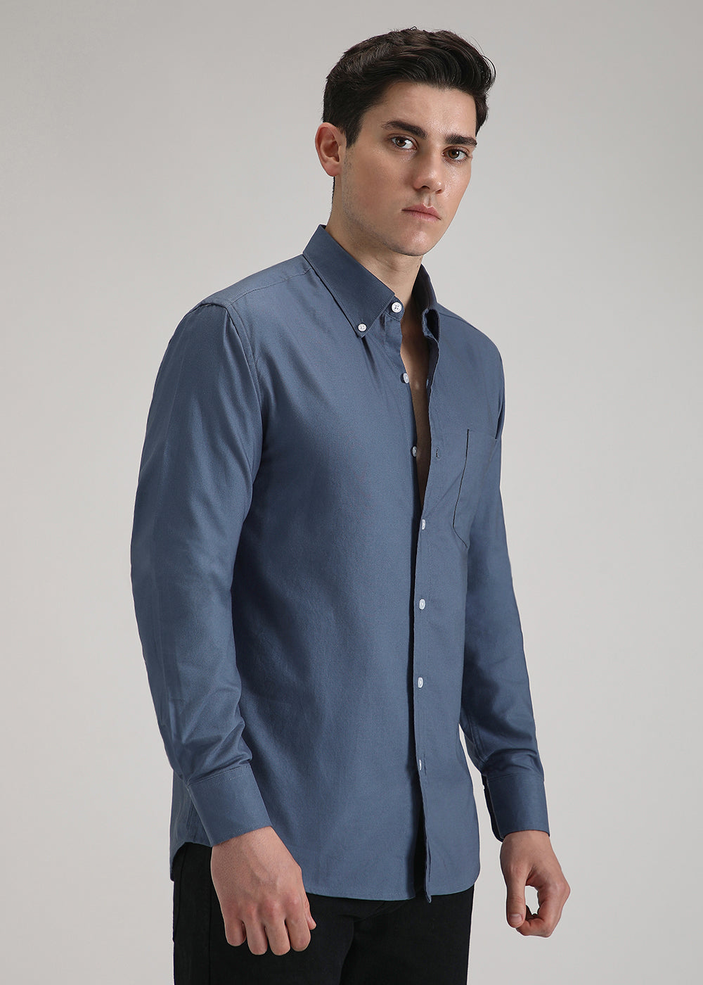 Blue Cotton Oxford Shirt