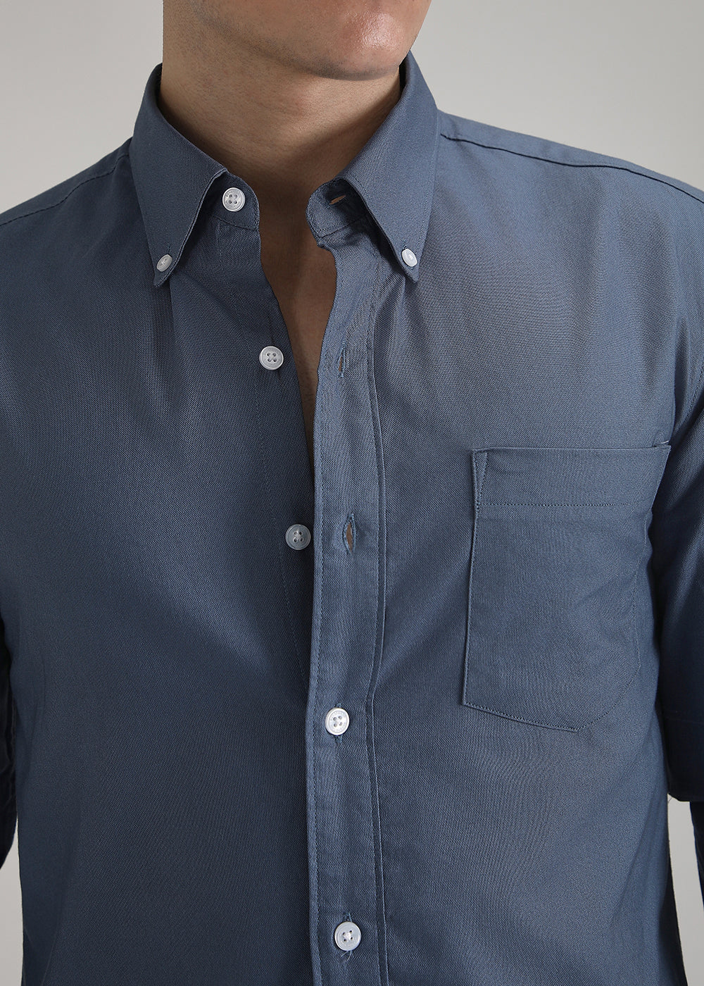 Blue Cotton Oxford Shirt