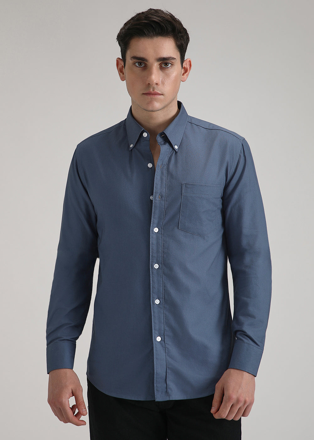 Blue Cotton Oxford Shirt