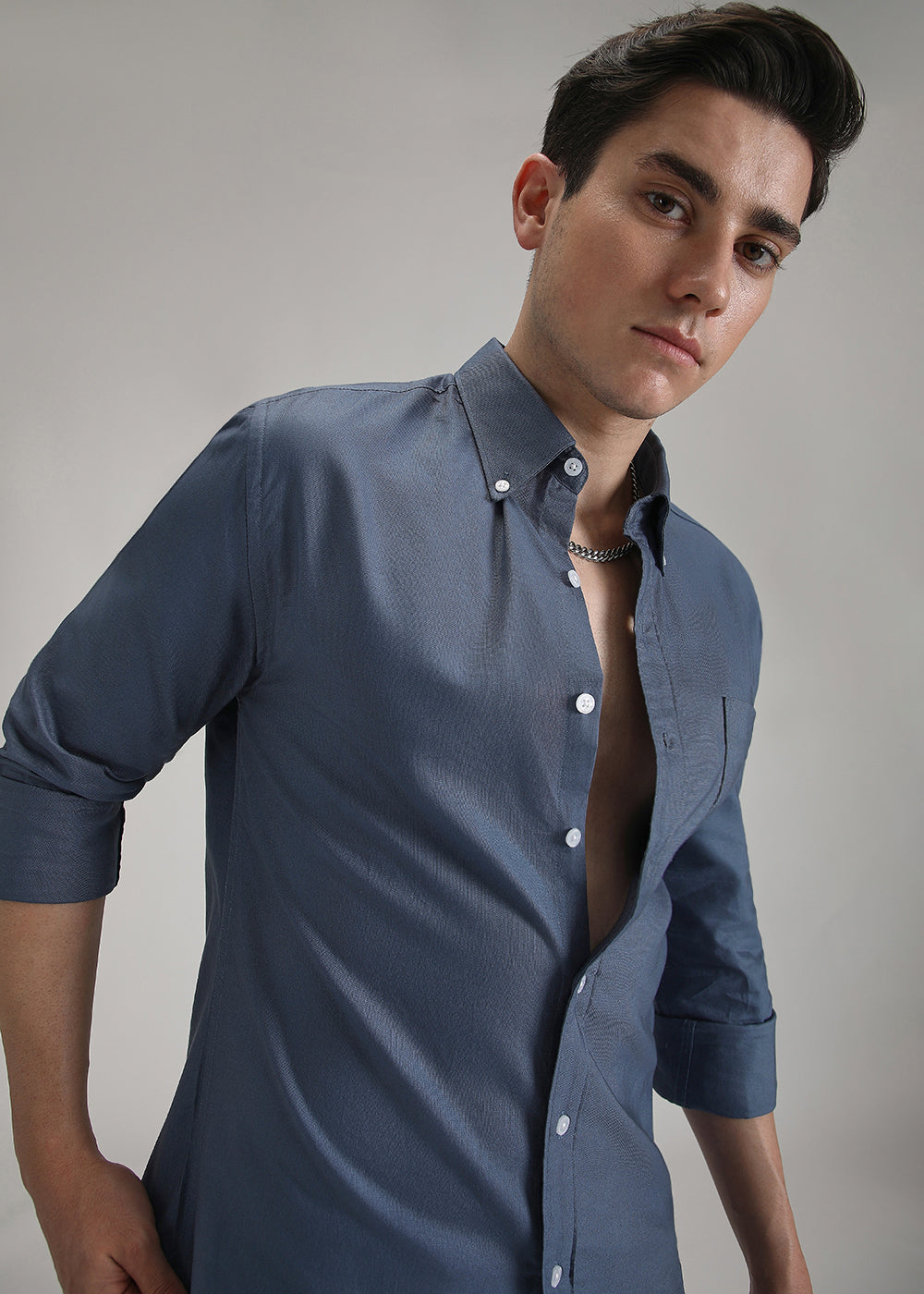 Blue Cotton Oxford Shirt