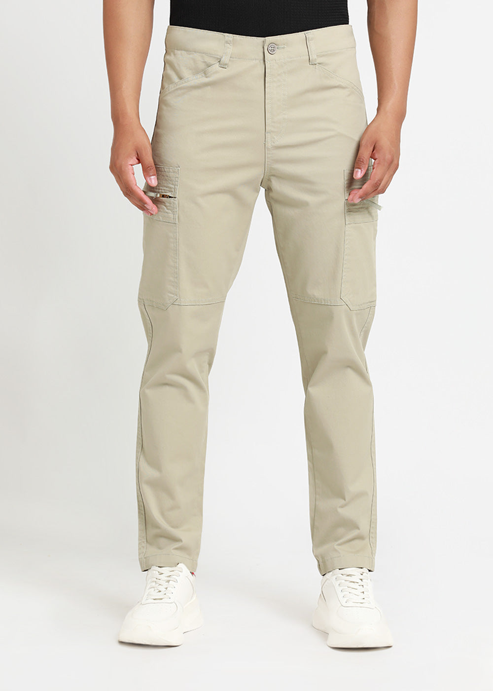 Celadon Green Zip Cargo Pants