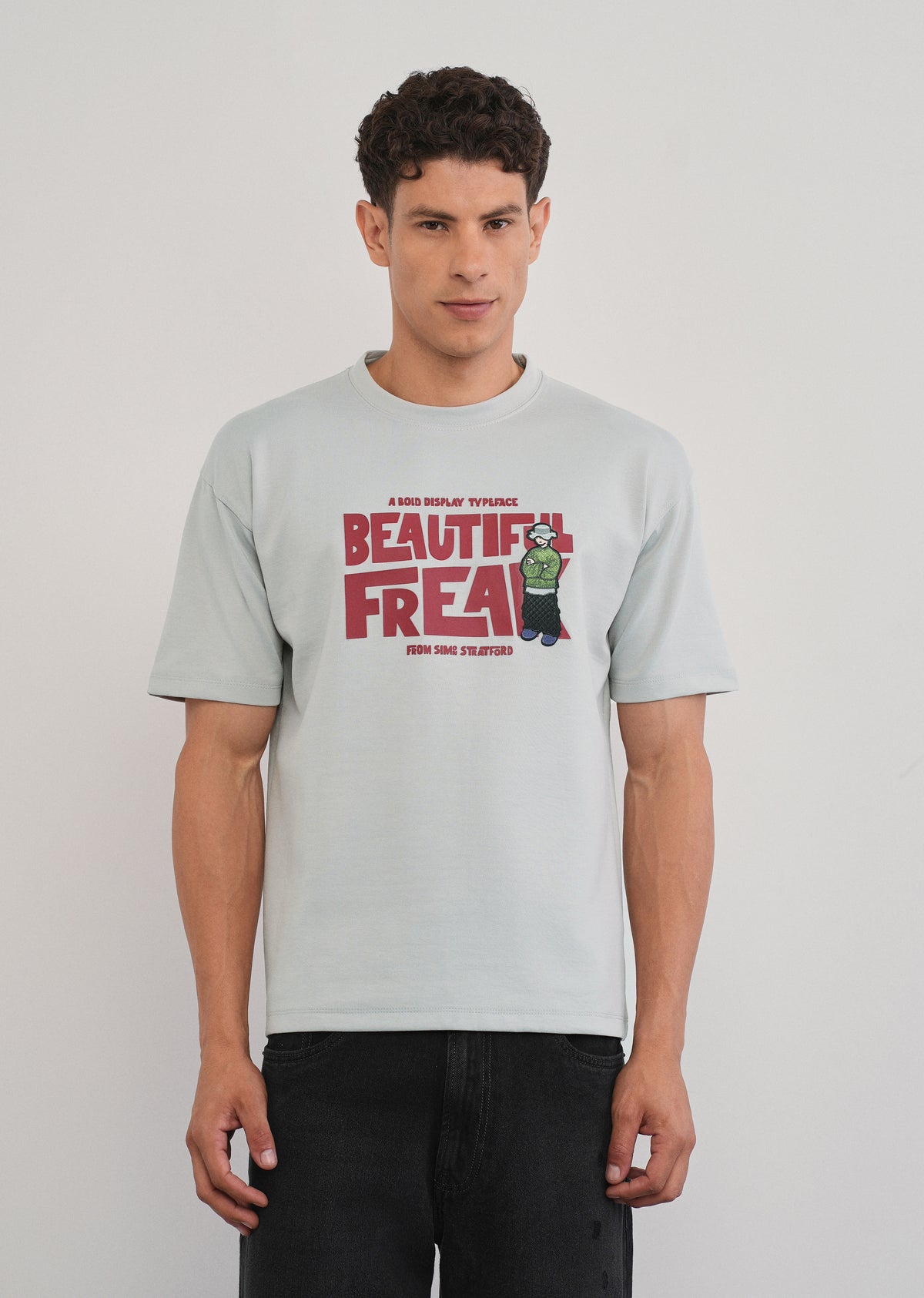 Light Grey Rubber Print T-shirt