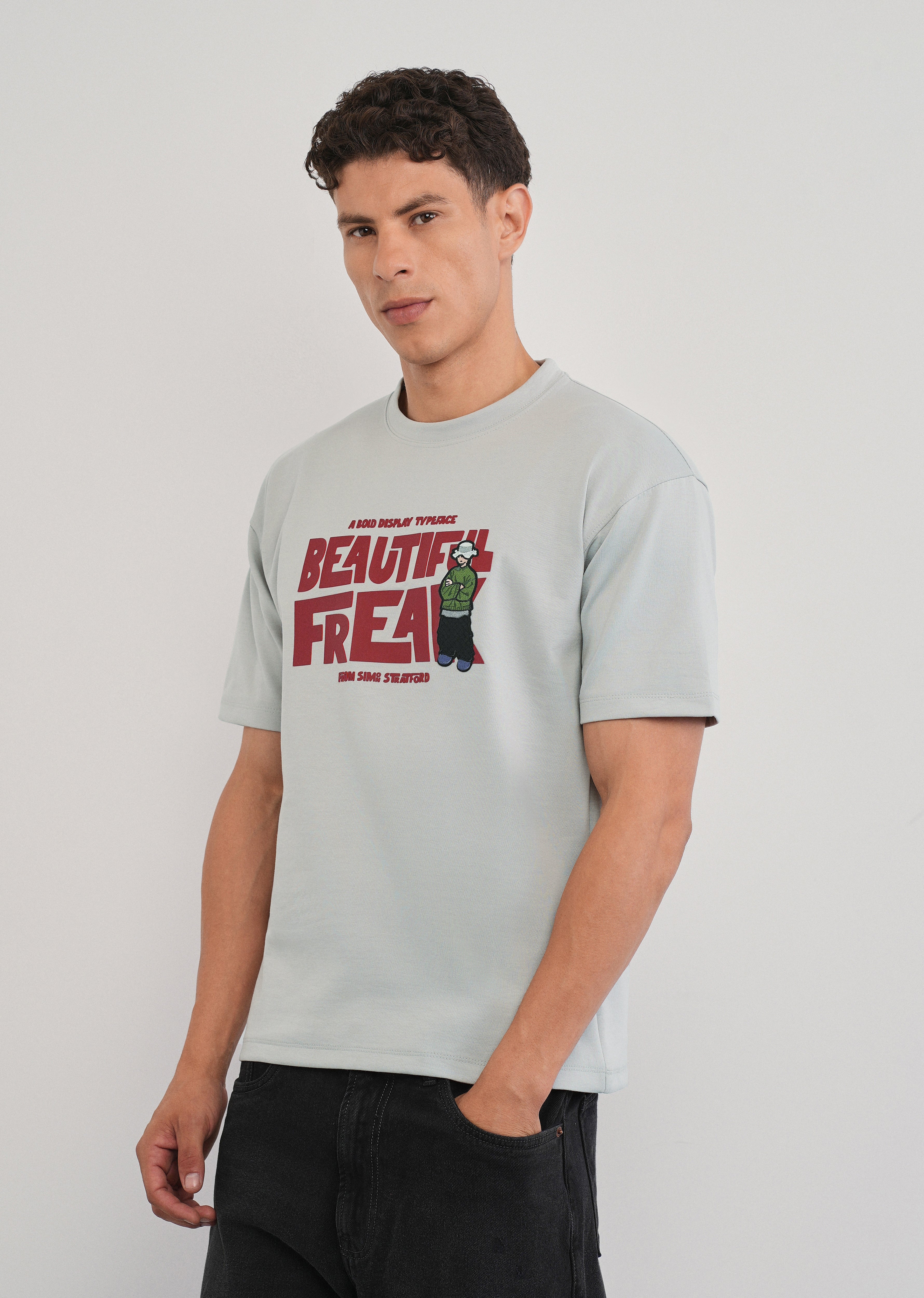Light Grey Rubber Print T-shirt